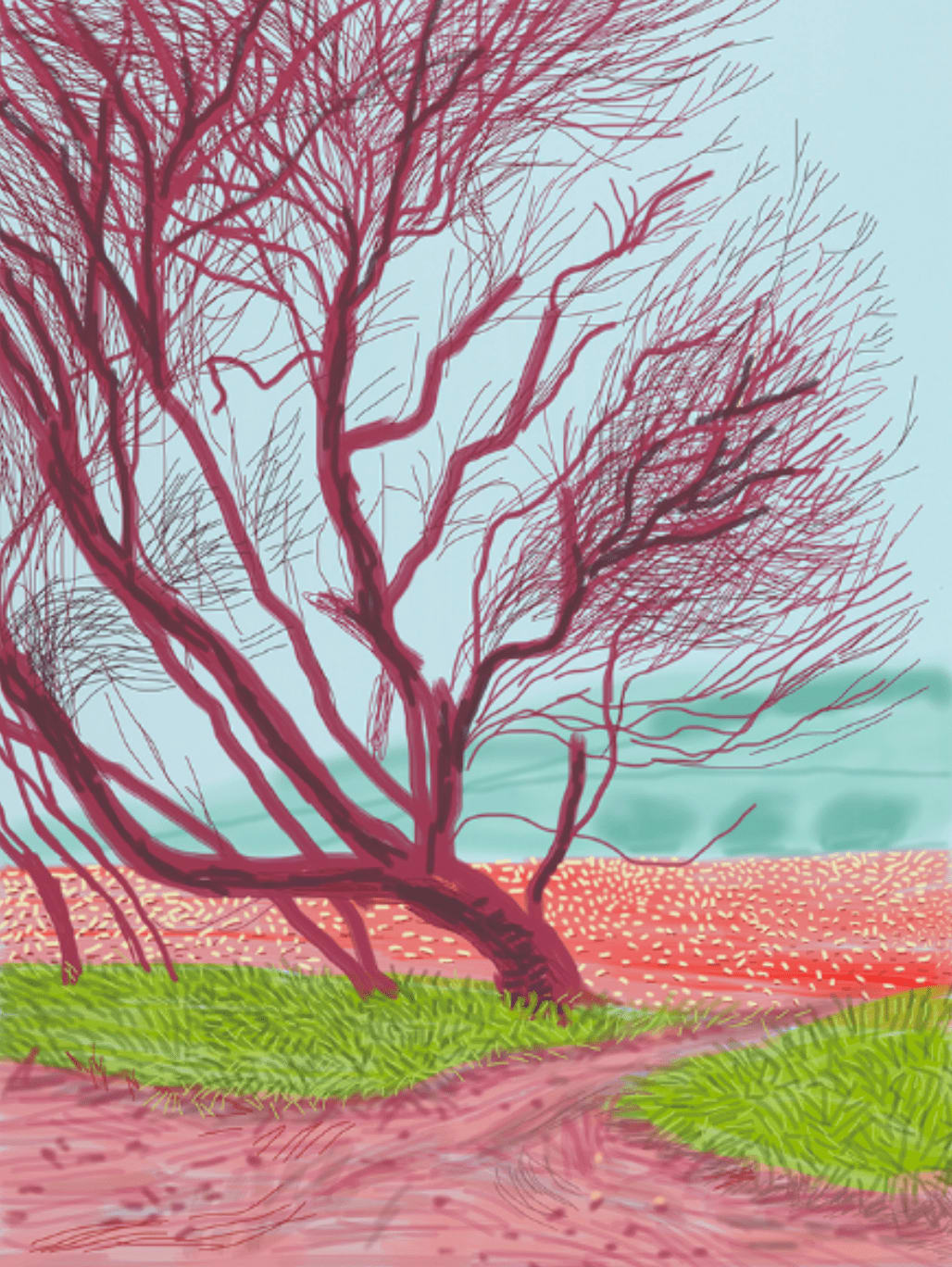 David Hockney, The Arrival of Spring in Woldgate, East Yorkshire, 18 March 2011, 2011