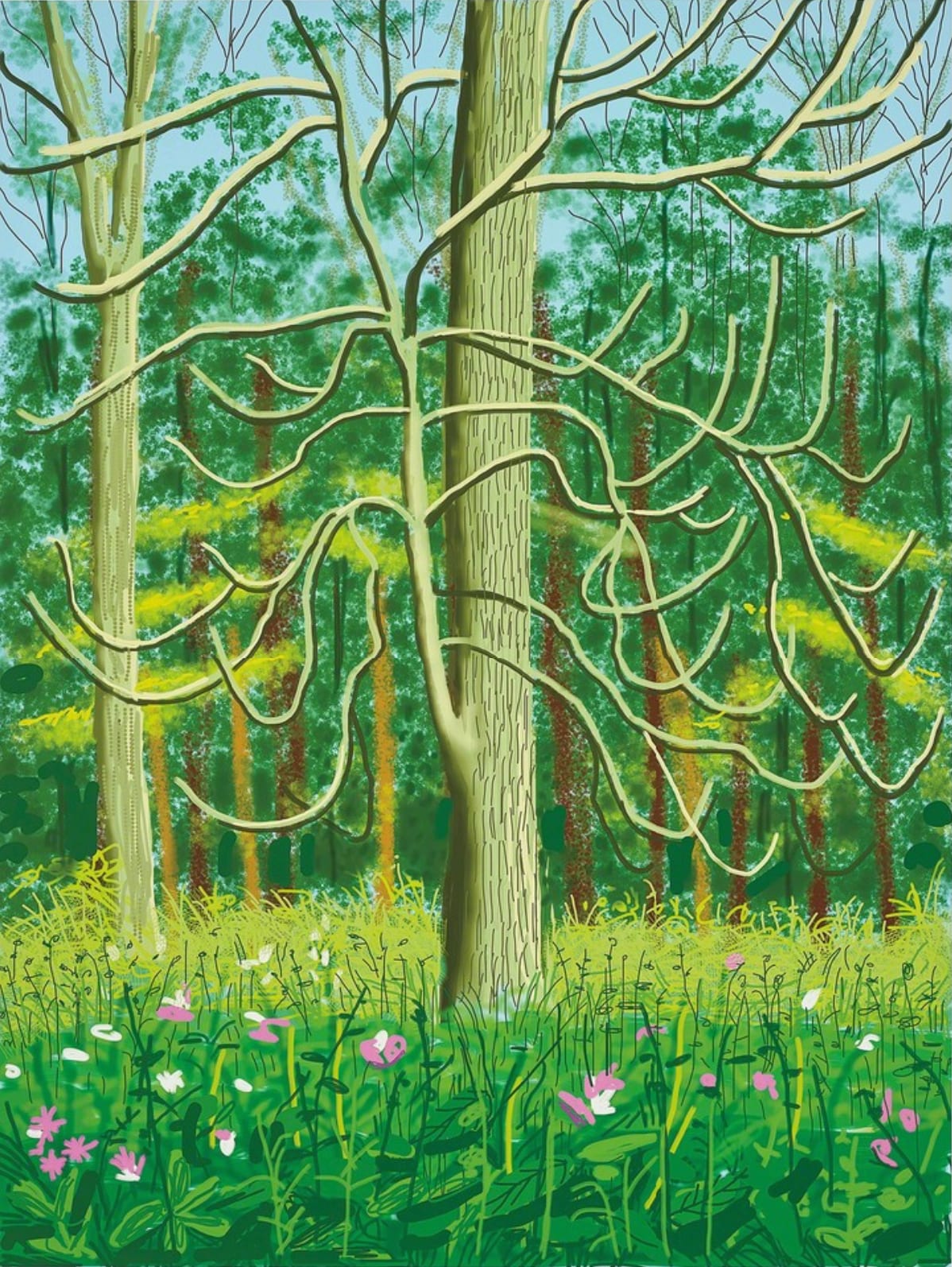 David Hockney, The Arrival of Spring in Woldgate, East Yorkshire, 4 May 2011, 2011