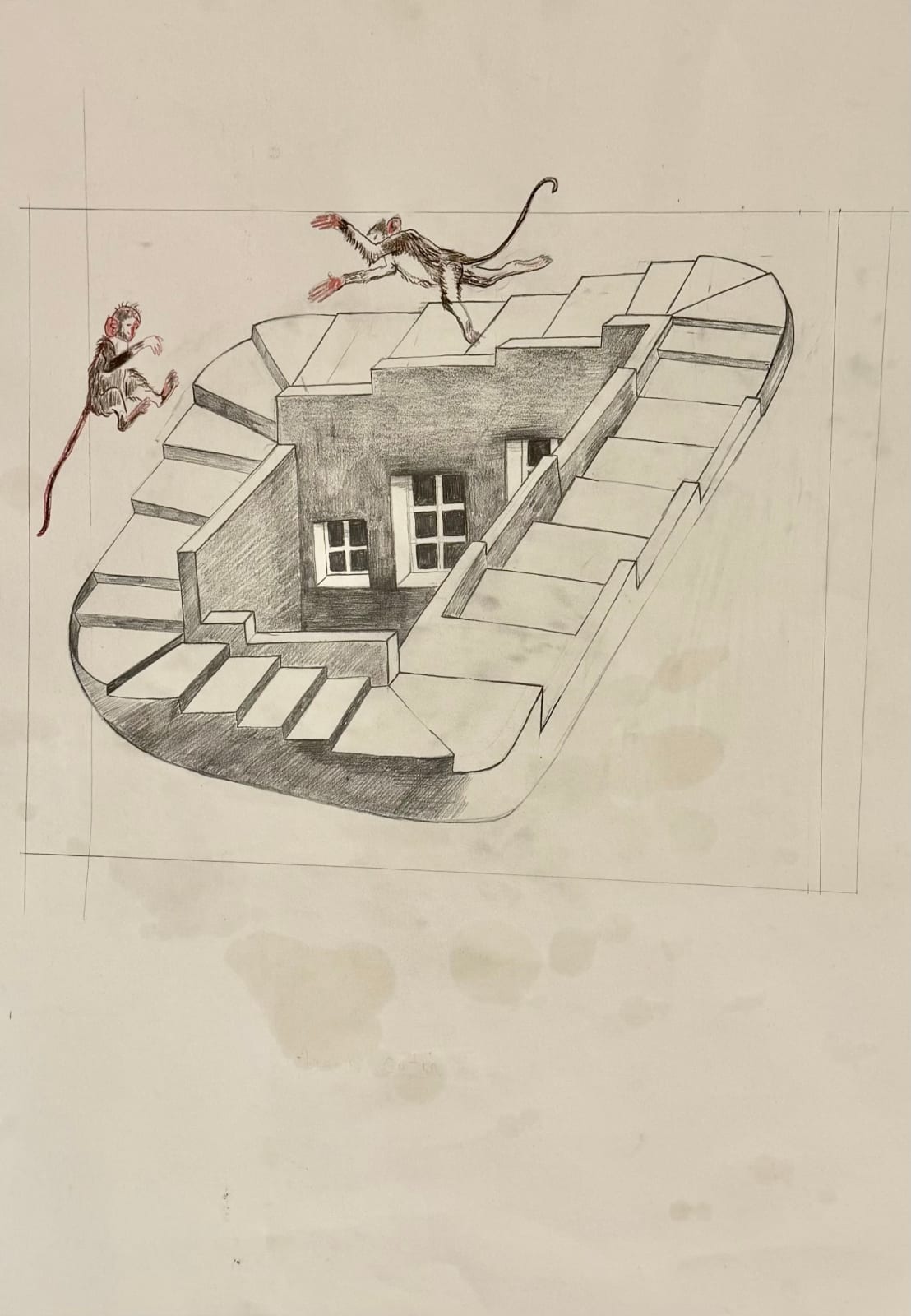 Diogo Gama, Staircase in Loop (Drawing Exercise), 2021