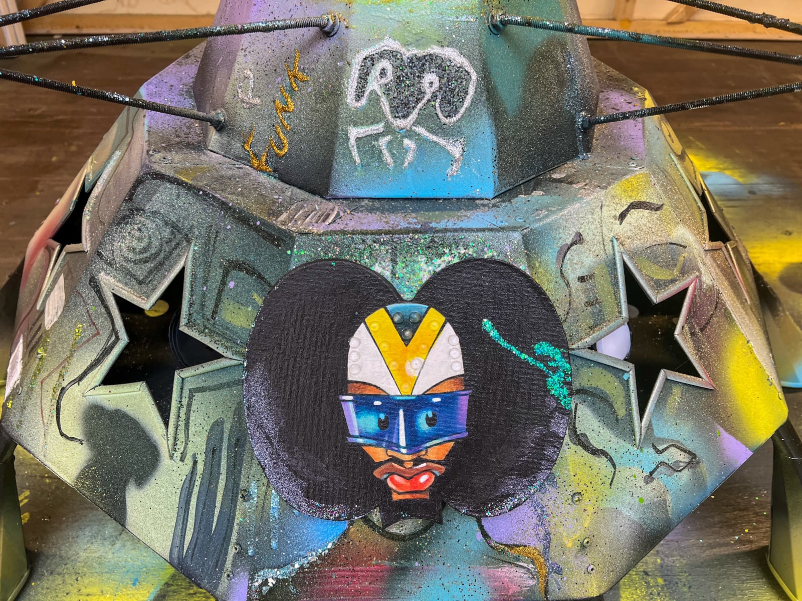 George Clinton & Overton Loyd, Front Close up view of Mothership, 2023