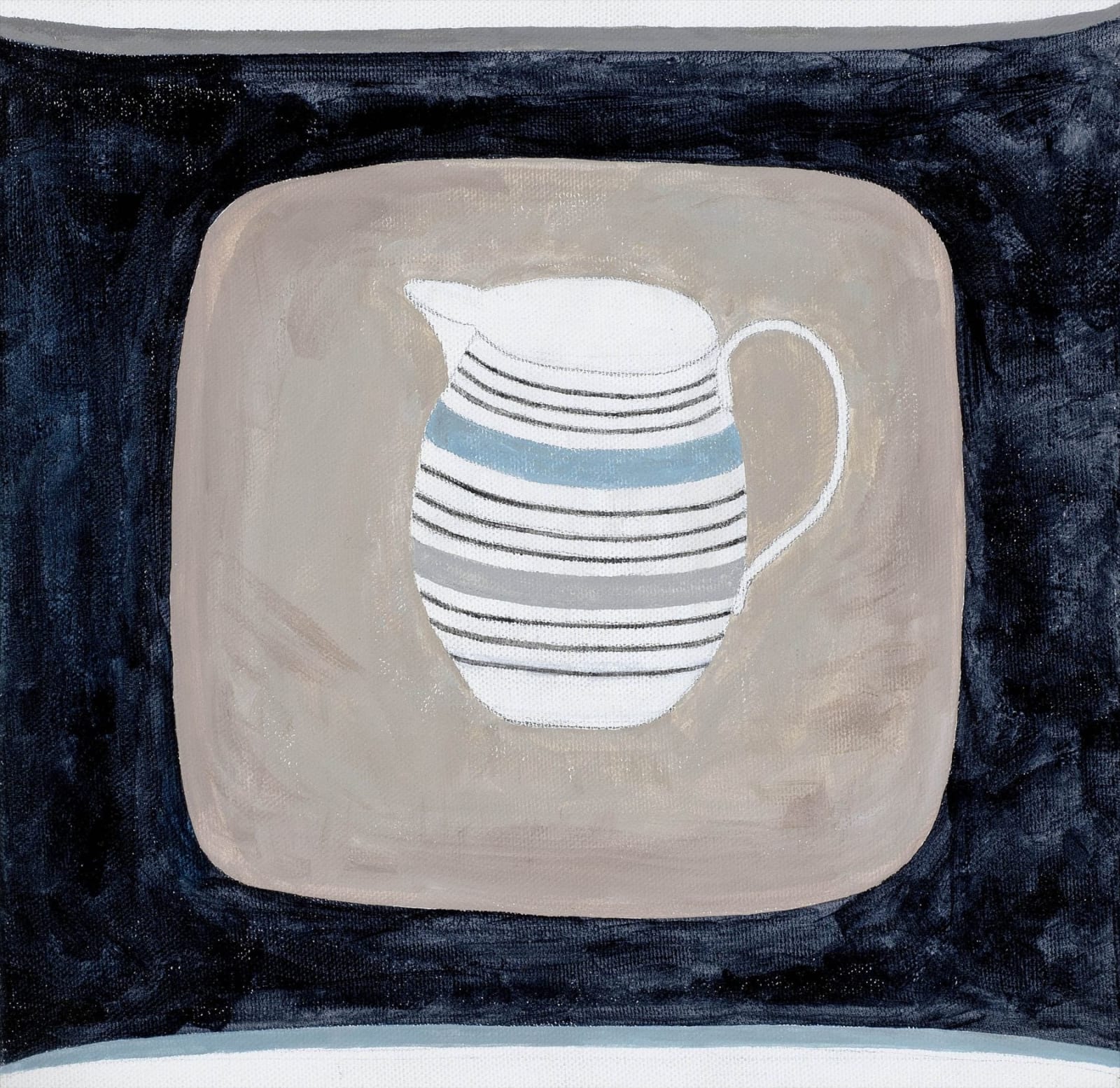 Rachel Nicholson, Blue Striped Jug on Canvas, 2017