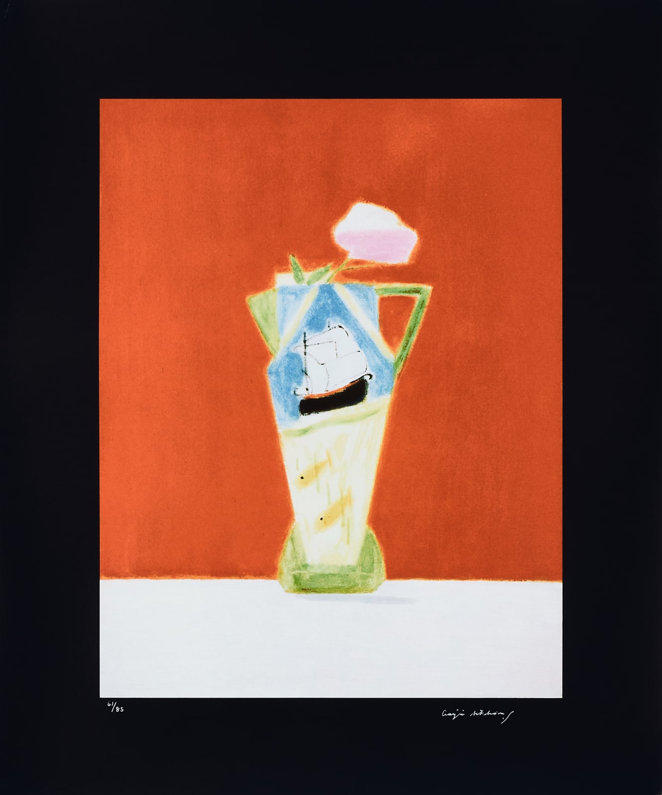 Craigie Aitchison, Still Life on Vermillion, 2008