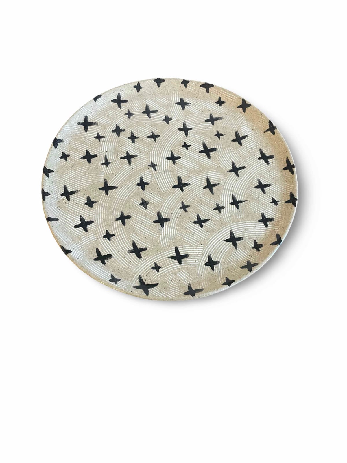 Lydia Hardwick, Stoneware Round Black Crosses Plate