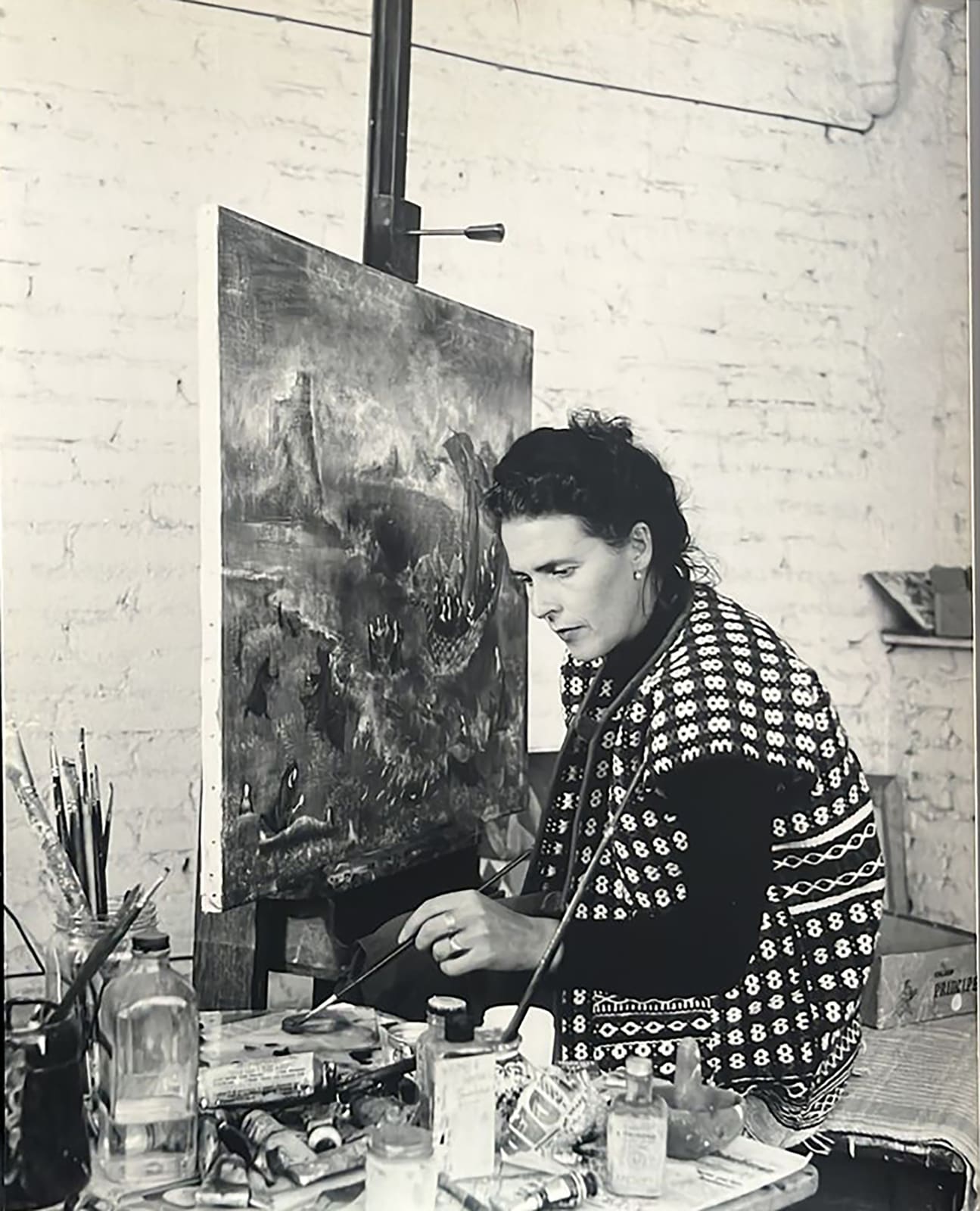 Kati Horna, Untitled (from the series Leonora Carrington in her studio), 1956
