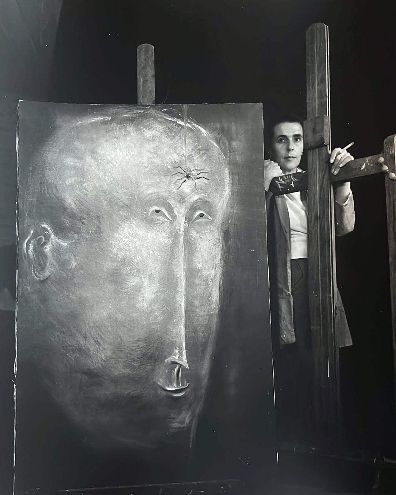 Kati Horna, Untitled (from the series Leonora Carrington in her studio), 1960