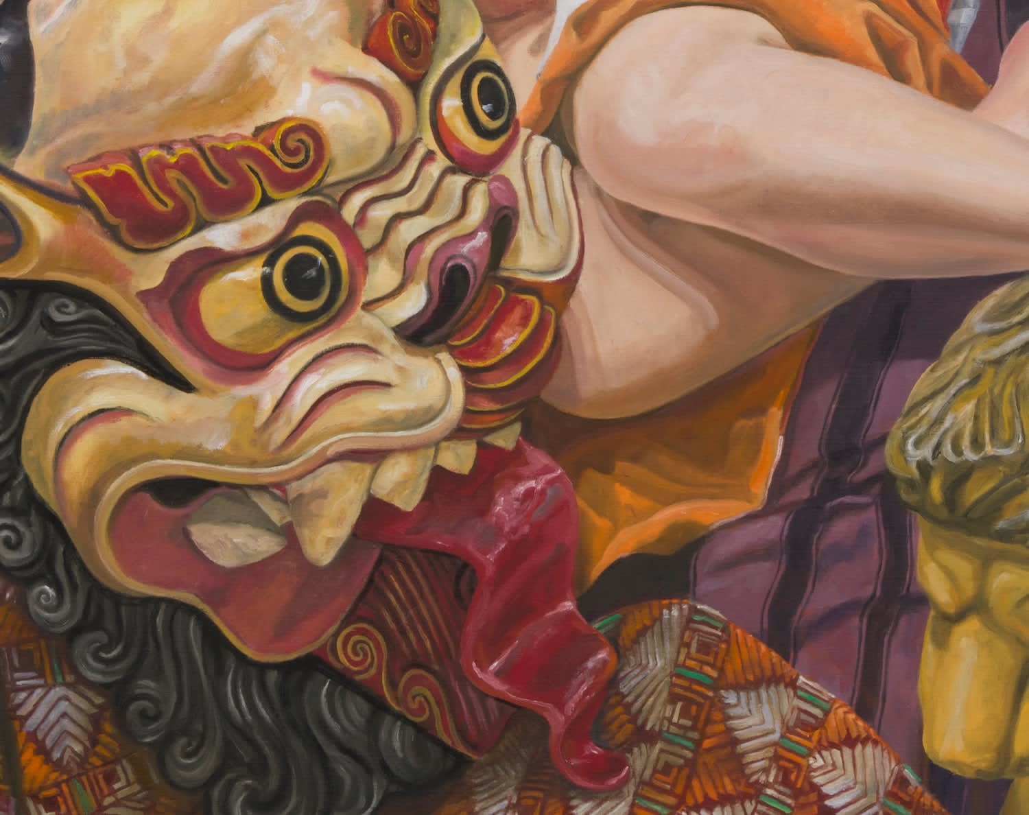 Philip Pearlstein, Model with Indonesian Mask, 2015