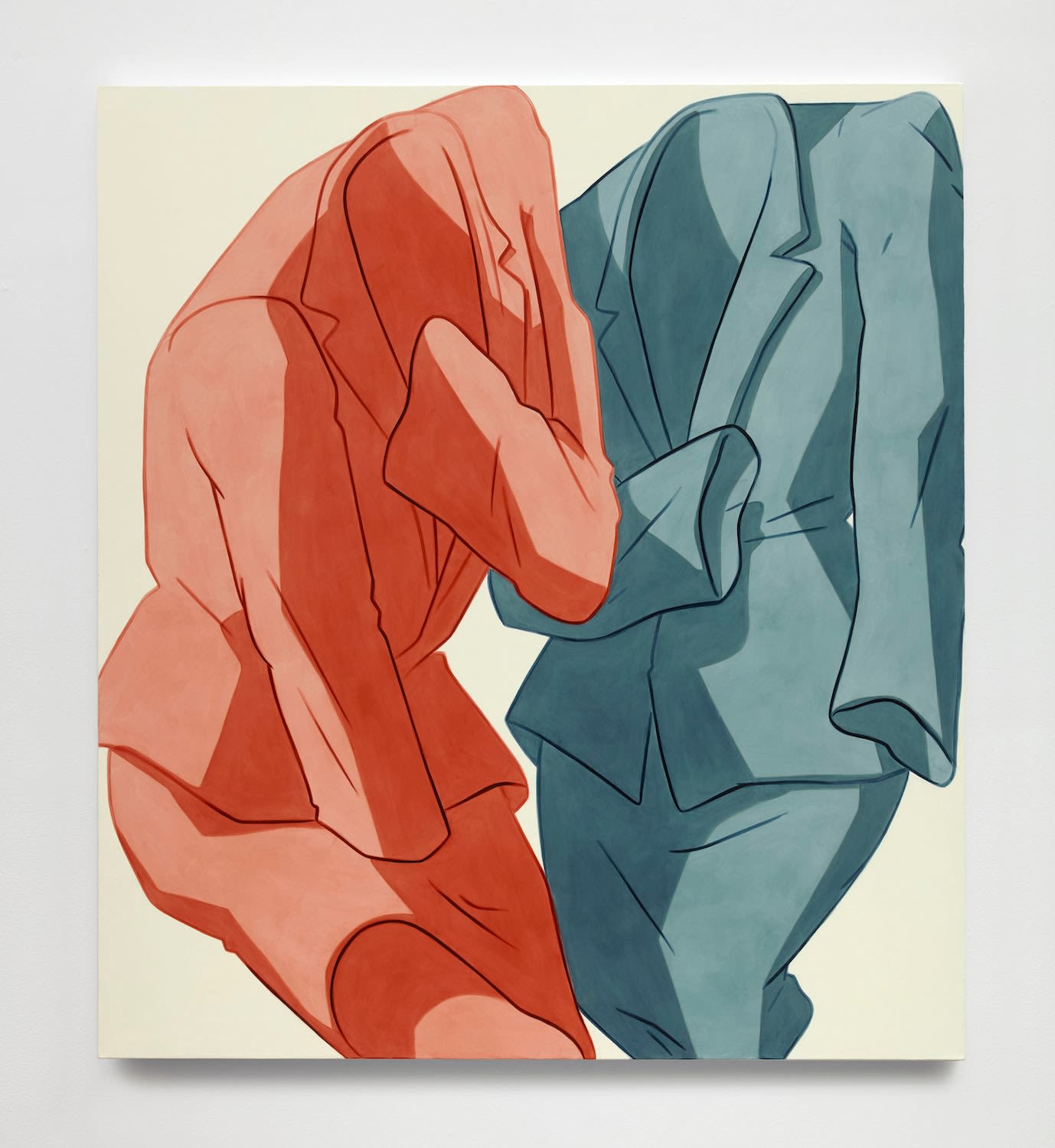 Ivy Haldeman, Two Suits, Sleeve Reaches to Skirt, Cuff to Lapel, Sleeve Bent Across Waist (Red, Blue), 2020