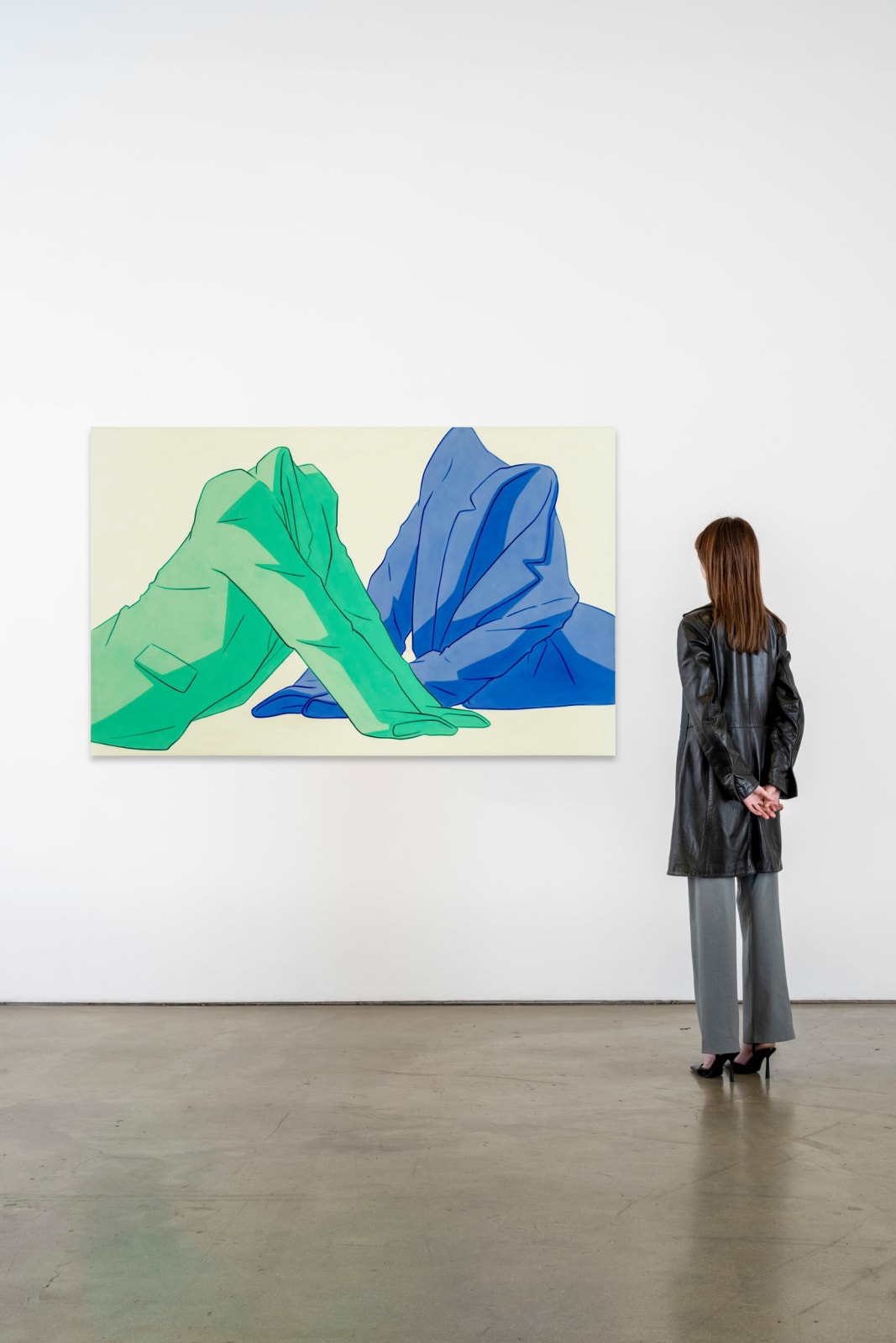 Ivy Haldeman, Two Suits, Elbows Lock, Lilt Right, Wrists Together (Compose Green, Ultramarine Blue), 2023