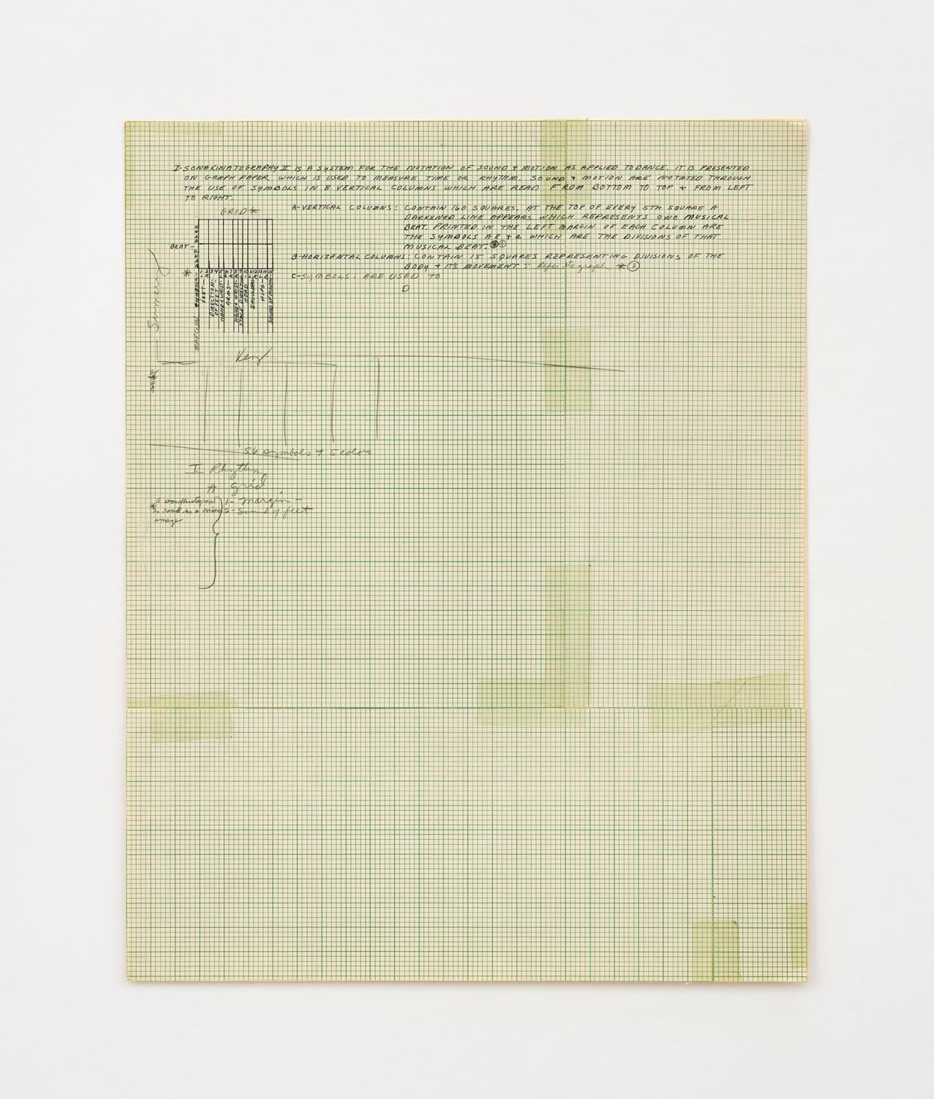 Channa Horwitz, Sonakinatography “2” – A system for the Notation of Sound and Movement as applied to Dance, 1969