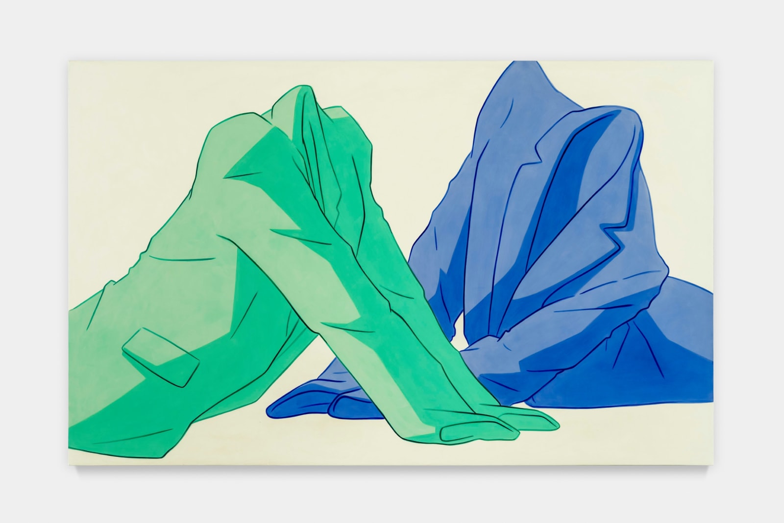 Ivy Haldeman, Two Suits, Elbows Lock, Lilt Right, Wrists Together (Compose Green, Ultramarine Blue), 2023