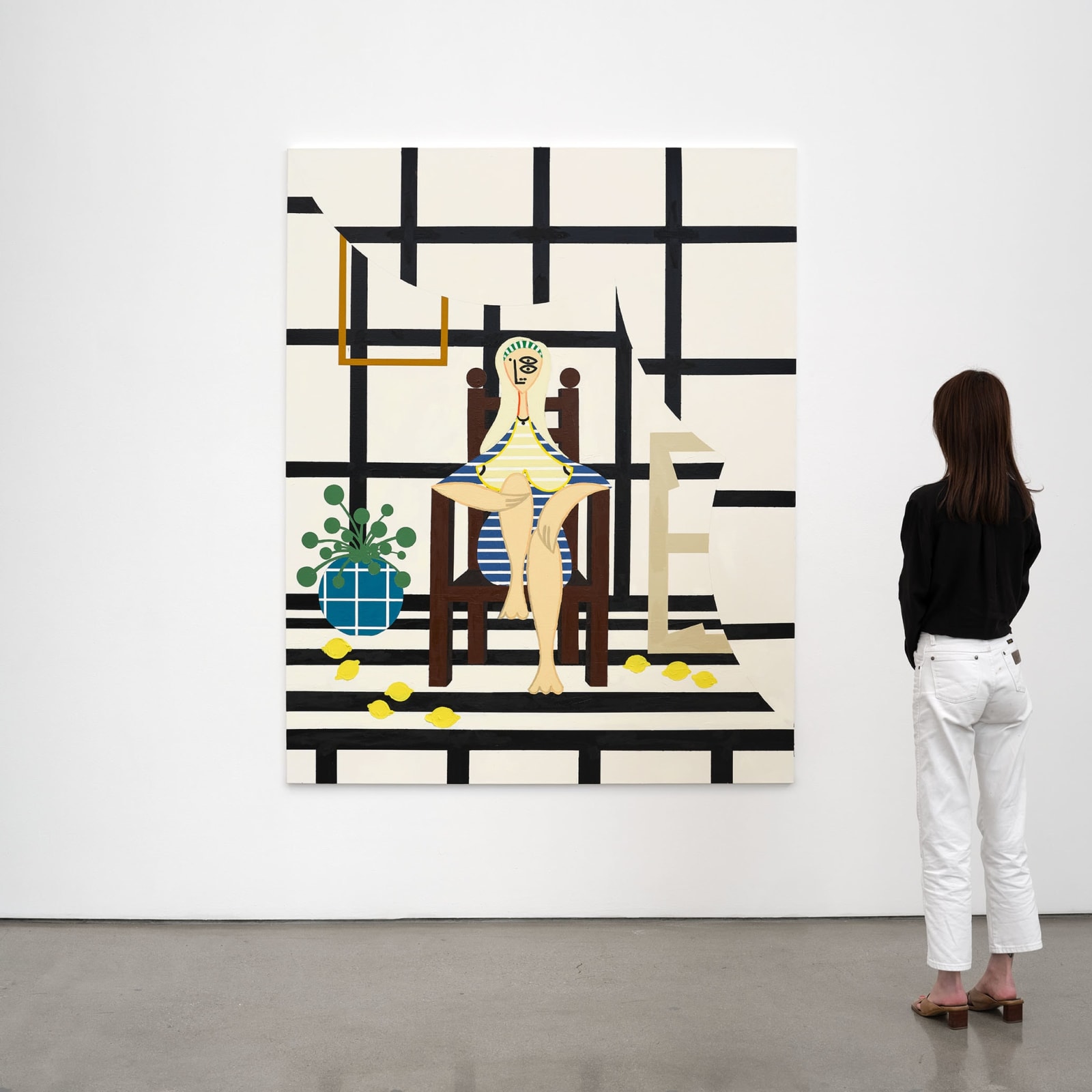 Farah Atassi, Seated Woman with Yellow Hair 2, 2023