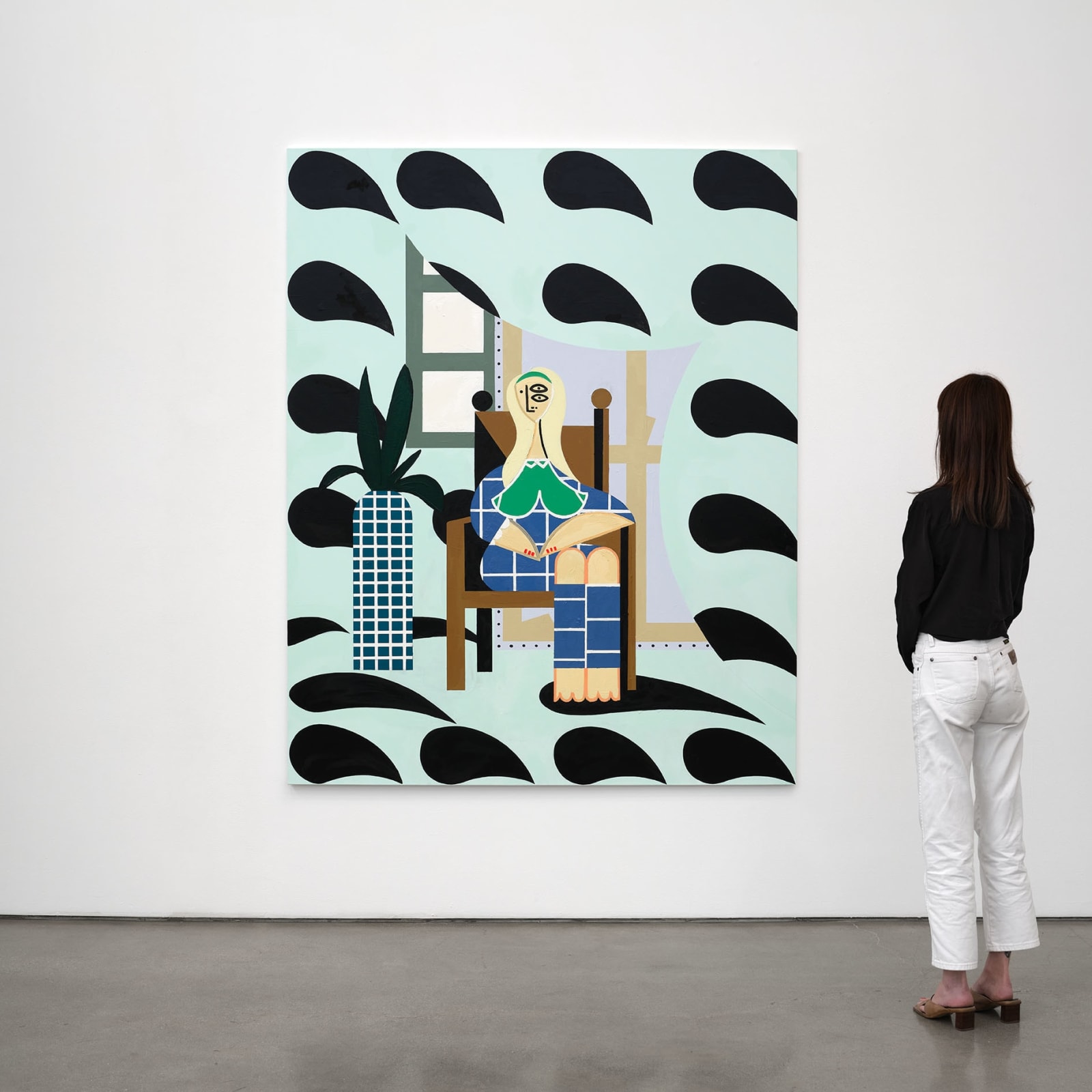 Farah Atassi, Seated Woman with Yellow Hair, 2023