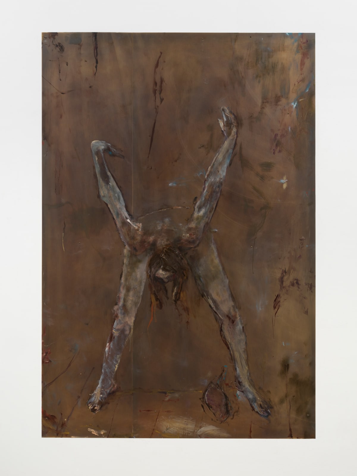 Willa Wasserman, Making the shape of the letter x or 'no' with my body reflected in this northwest facing mirror version five, 2023