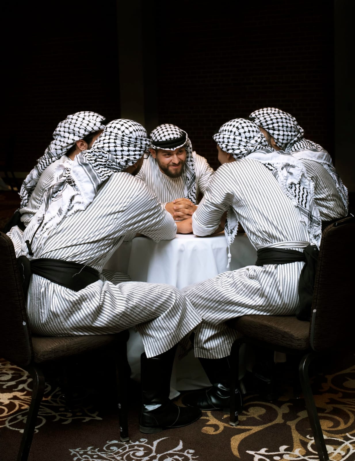 Farah Al Qasimi, Members of Mawtini Dance Troupe Meeting Before Performance at a Wedding, 2019