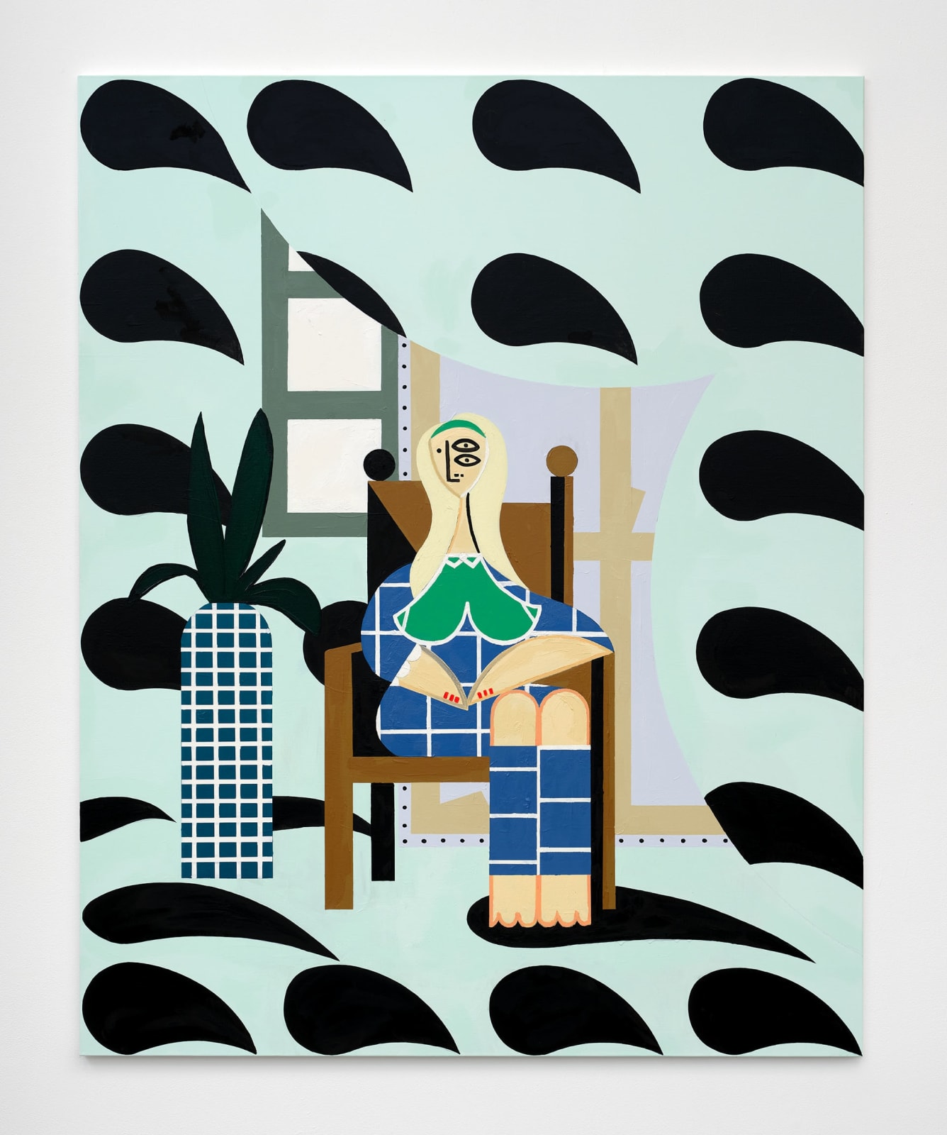 Farah Atassi, Seated Woman with Yellow Hair, 2023