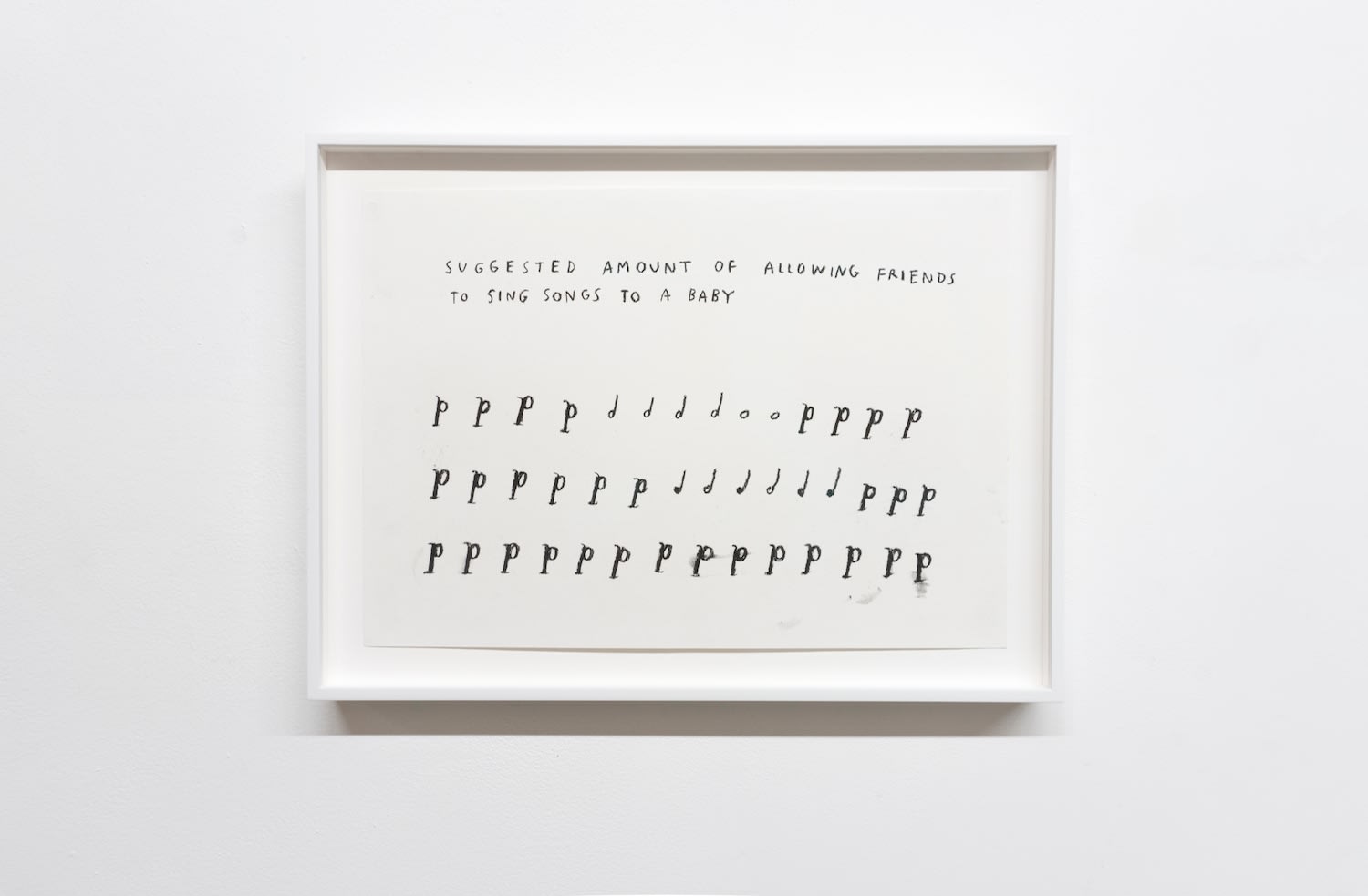Christine Sun Kim, Suggested Amount of Allowing Friends to Sing Songs to a Baby, 2018