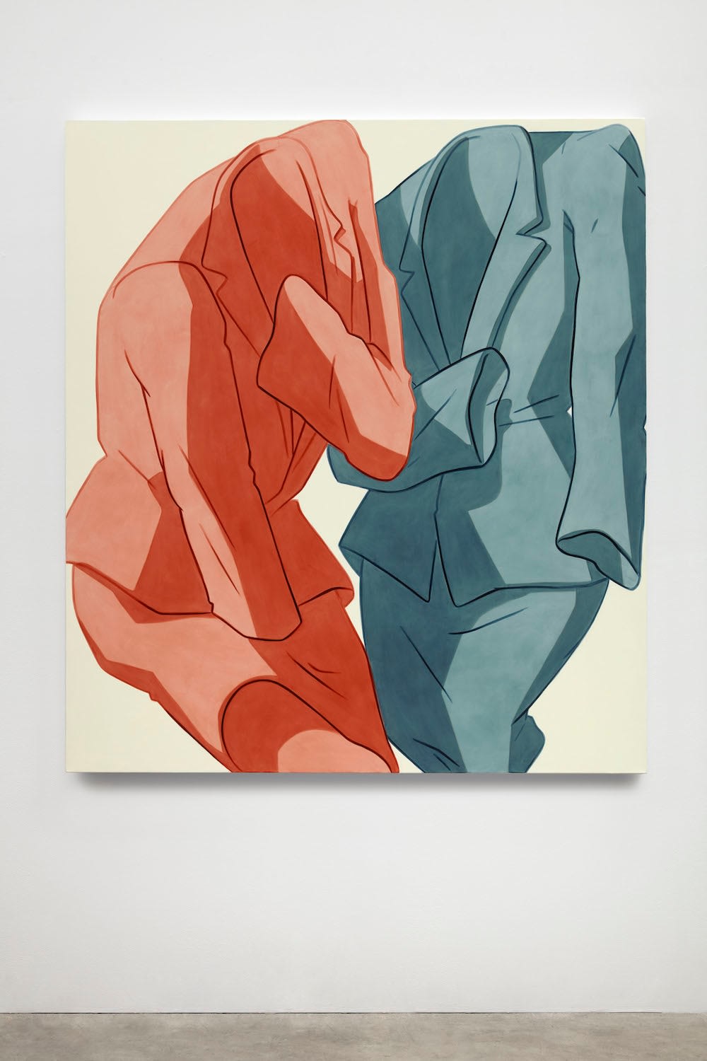 Ivy Haldeman, Two Suits, Sleeve Reaches to Skirt, Cuff to Lapel, Sleeve Bent Across Waist (Red, Blue), 2020