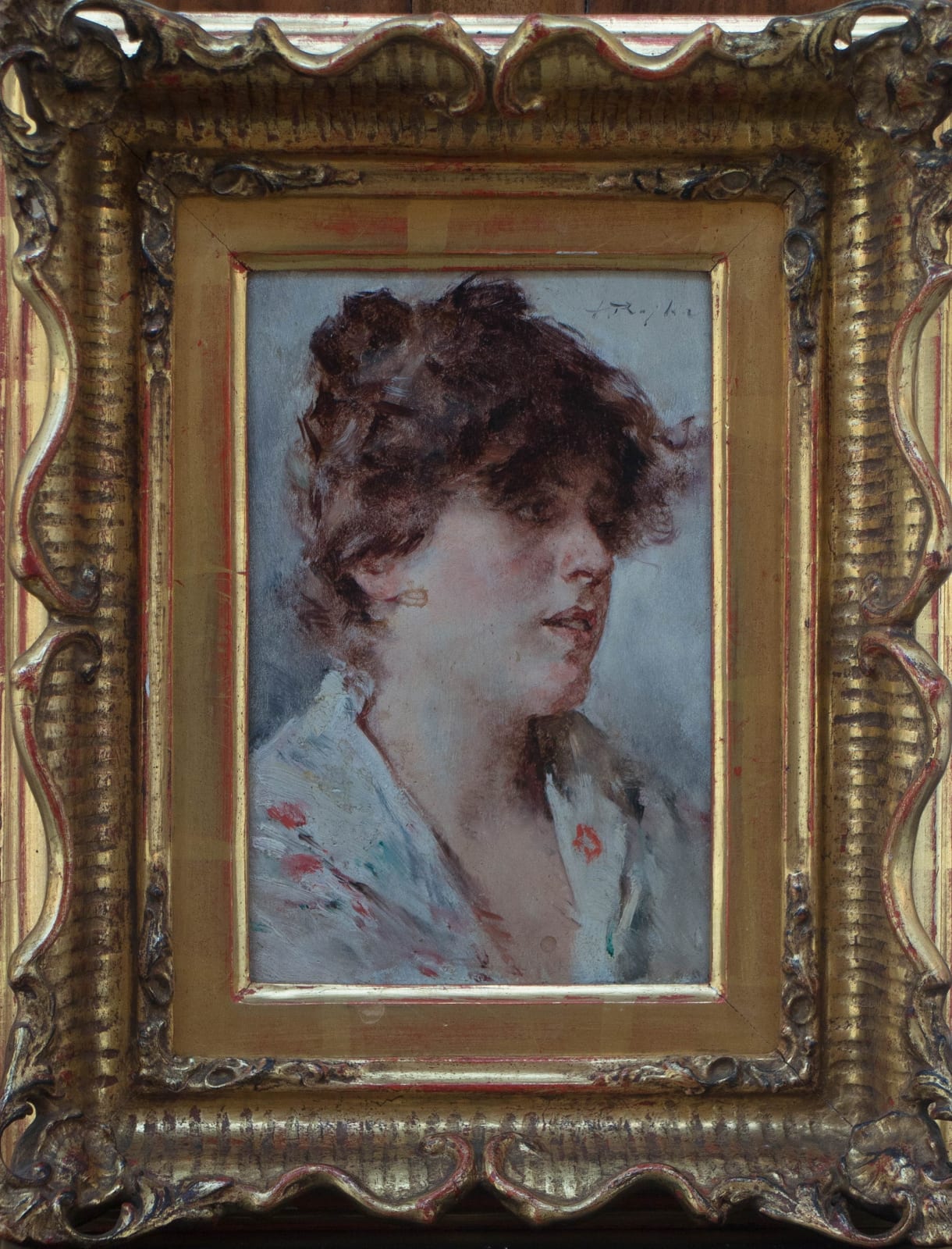 Fritz Rojka, Mädchenkopf mit geblümter Bluse