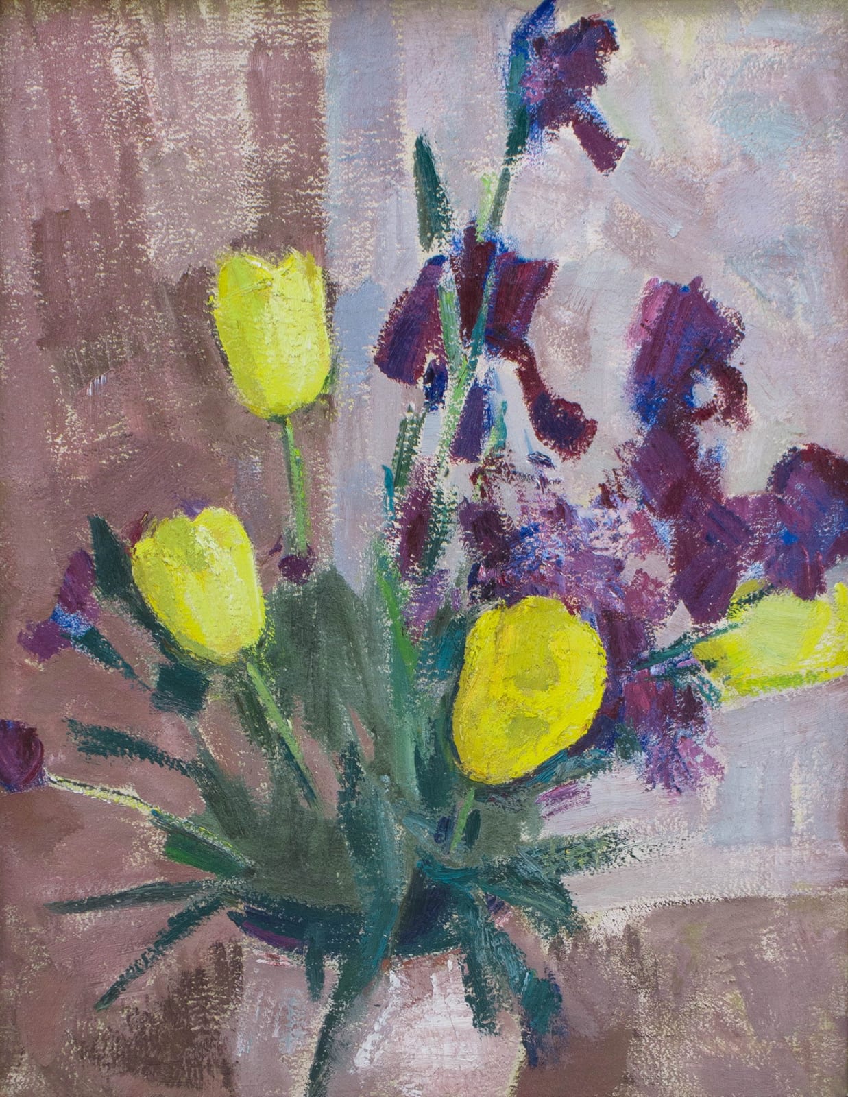 Heinrich Krause, Stillleben mit Tulpen und Schwertlilien