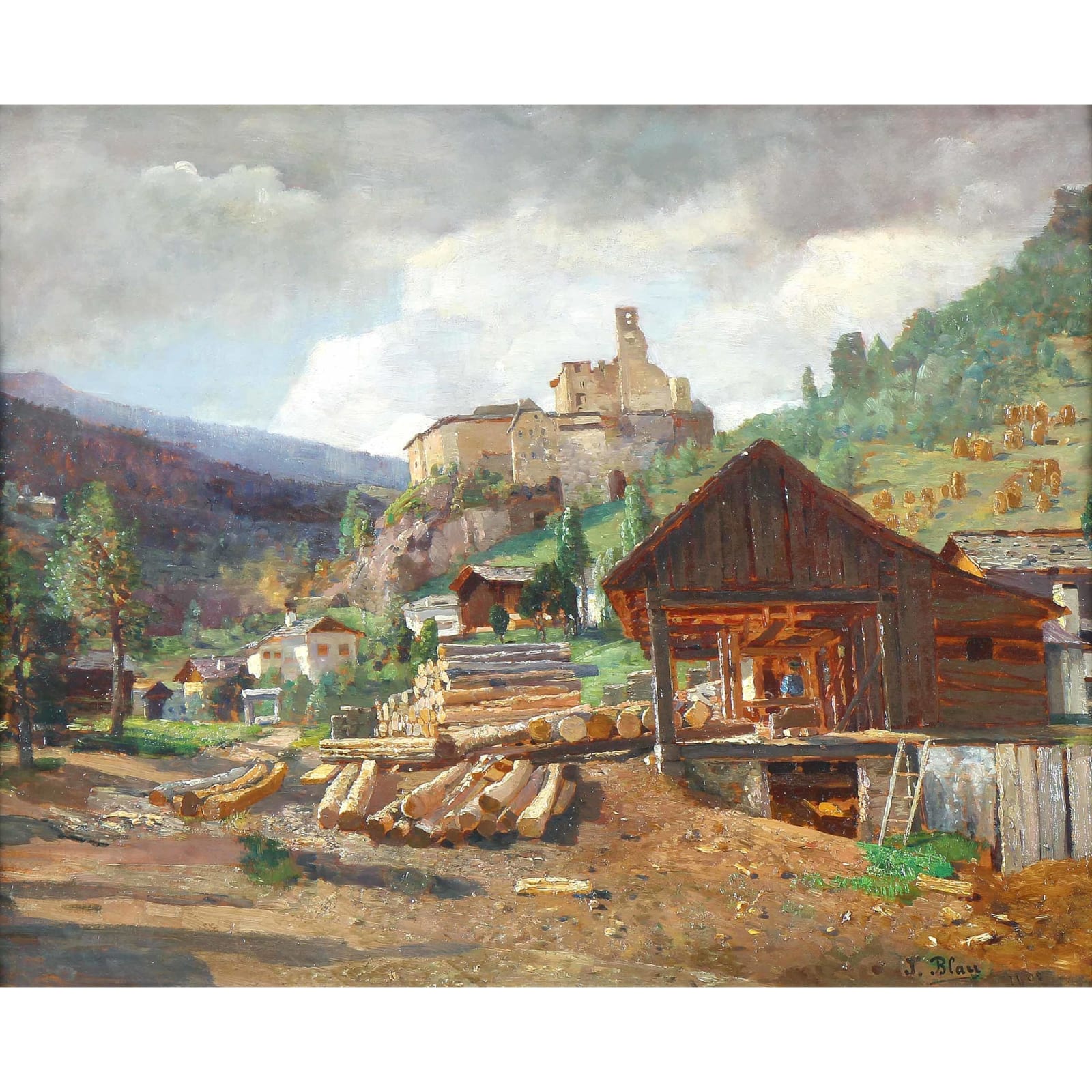 Tina Blau, Sägewerk in Taufers, 1900