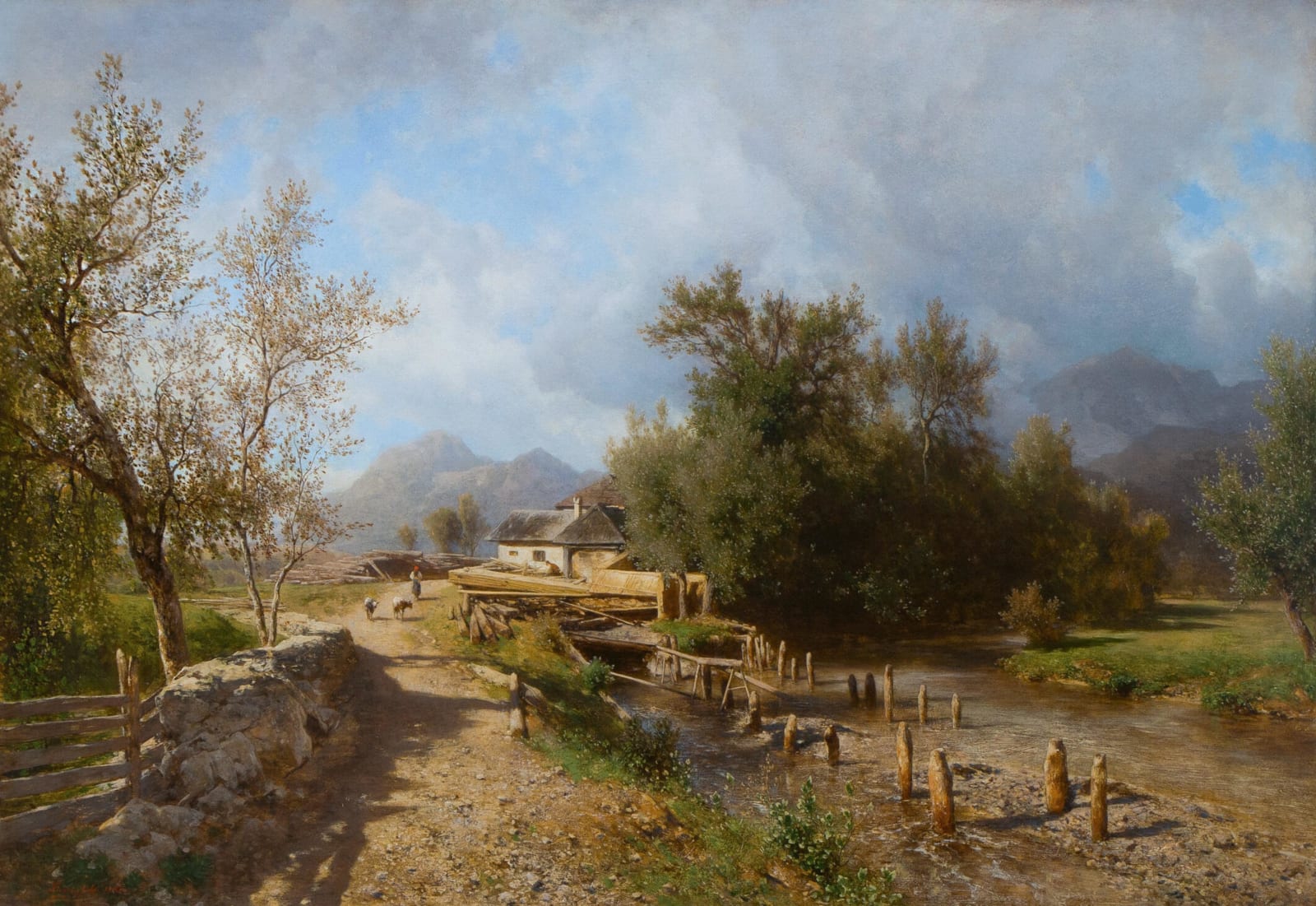 Eduard von Lichtenfels, Landschaft mit Sägemühle, 1893