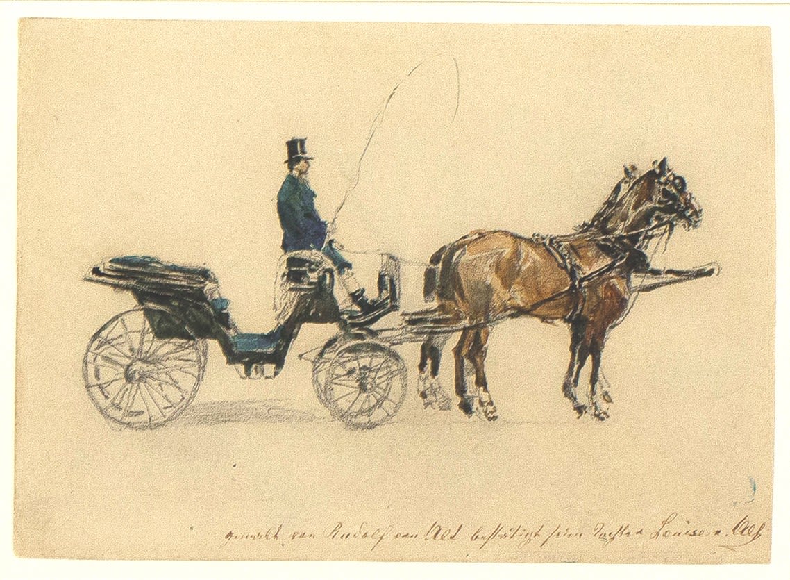 Rudolf von Alt, Equipage des Herzogs von Nassau, um 1896