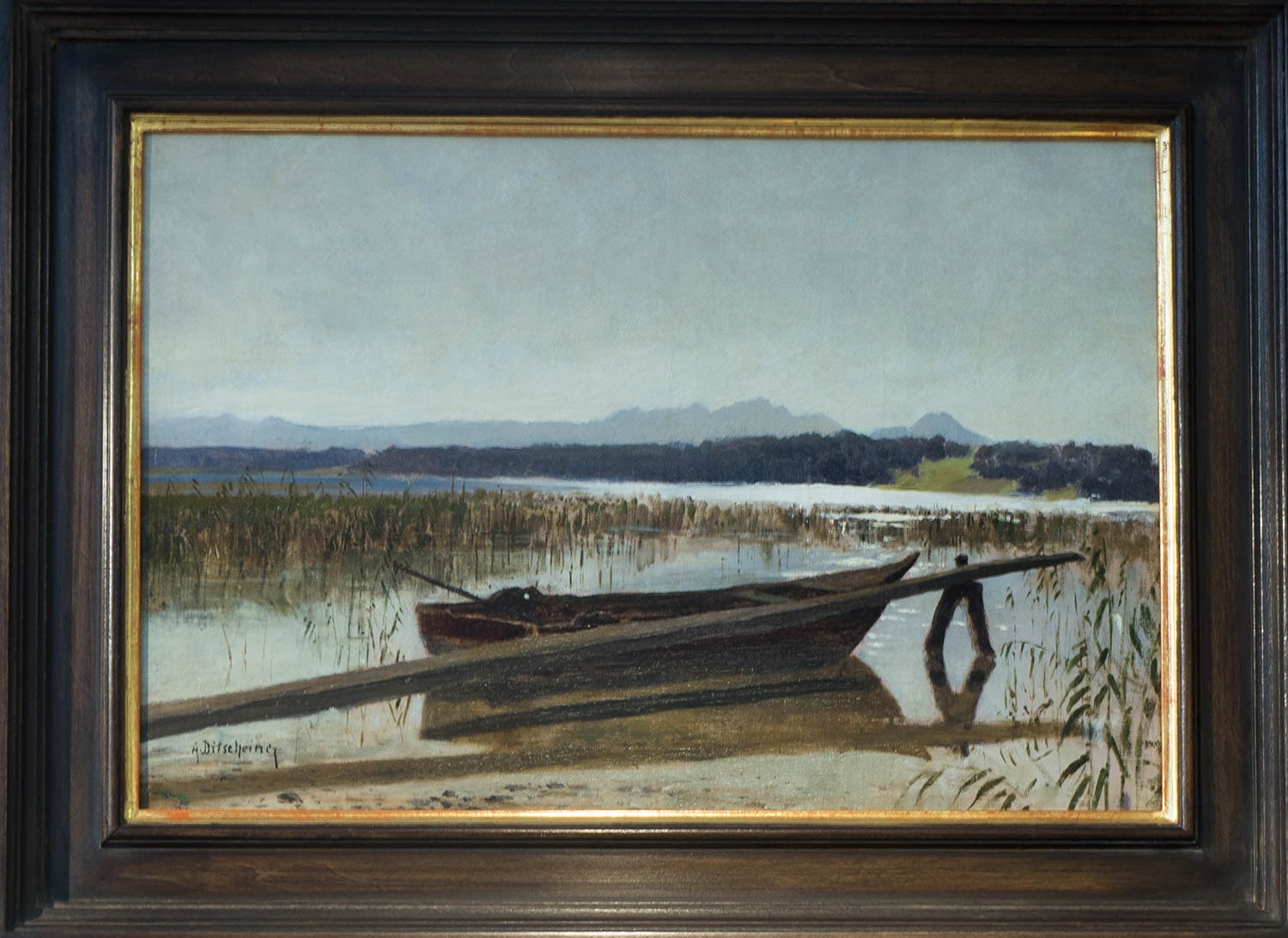 Gustav Adolf Ditscheiner, Blick auf den Chiemsee mit Boot