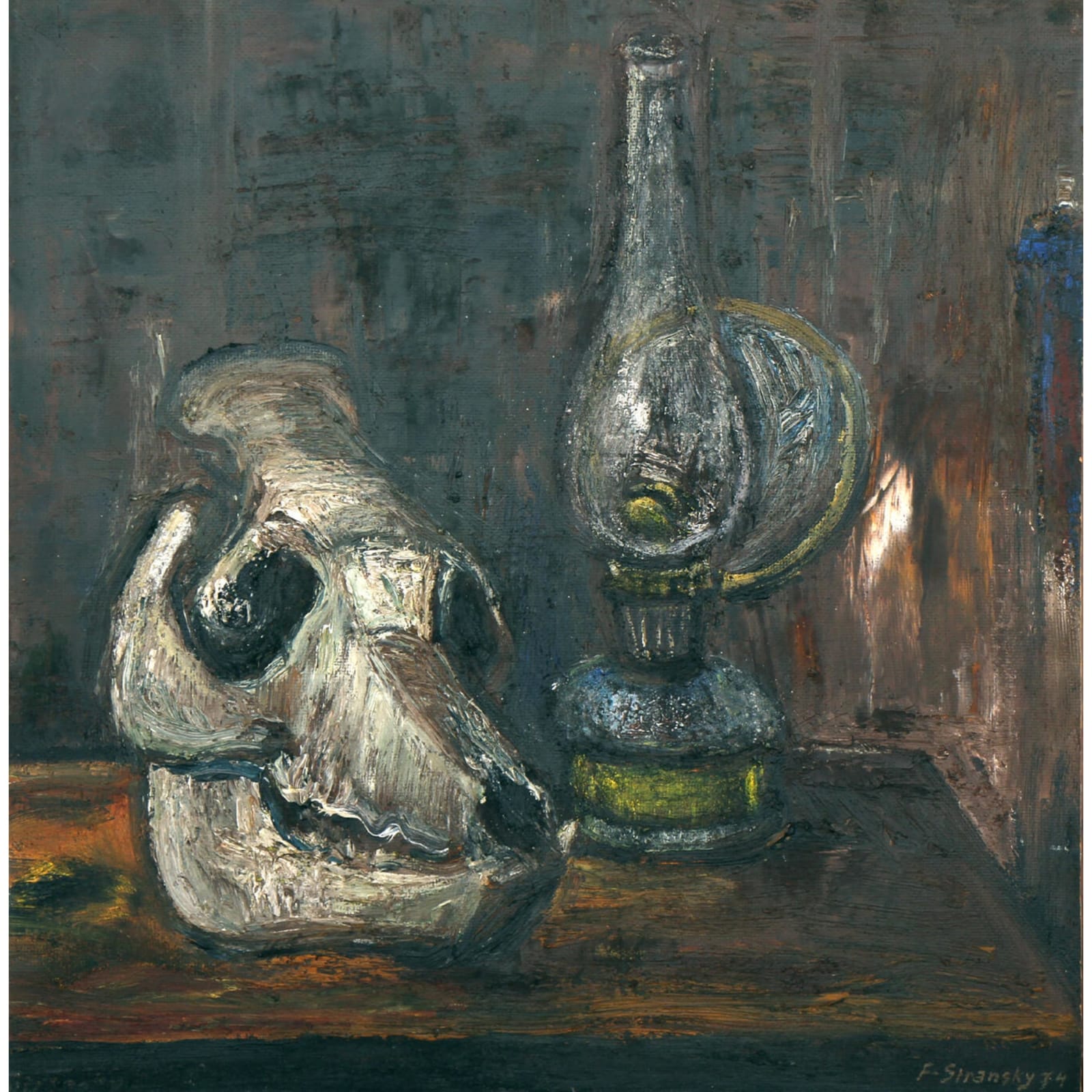 Ferdinand Stransky, "Tierkopf mit Lampe", 1974