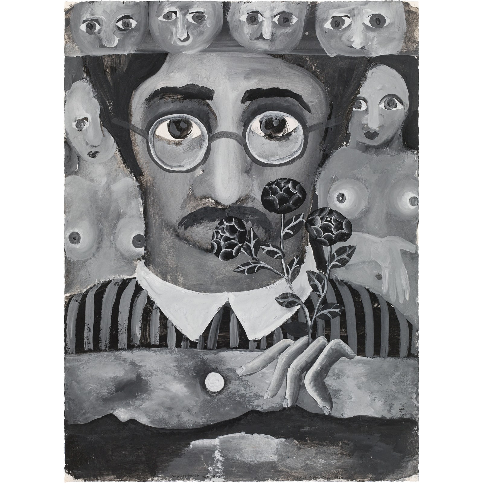 Robert Zeppel-Sperl, "Selbstportrait mit Rose", 1967