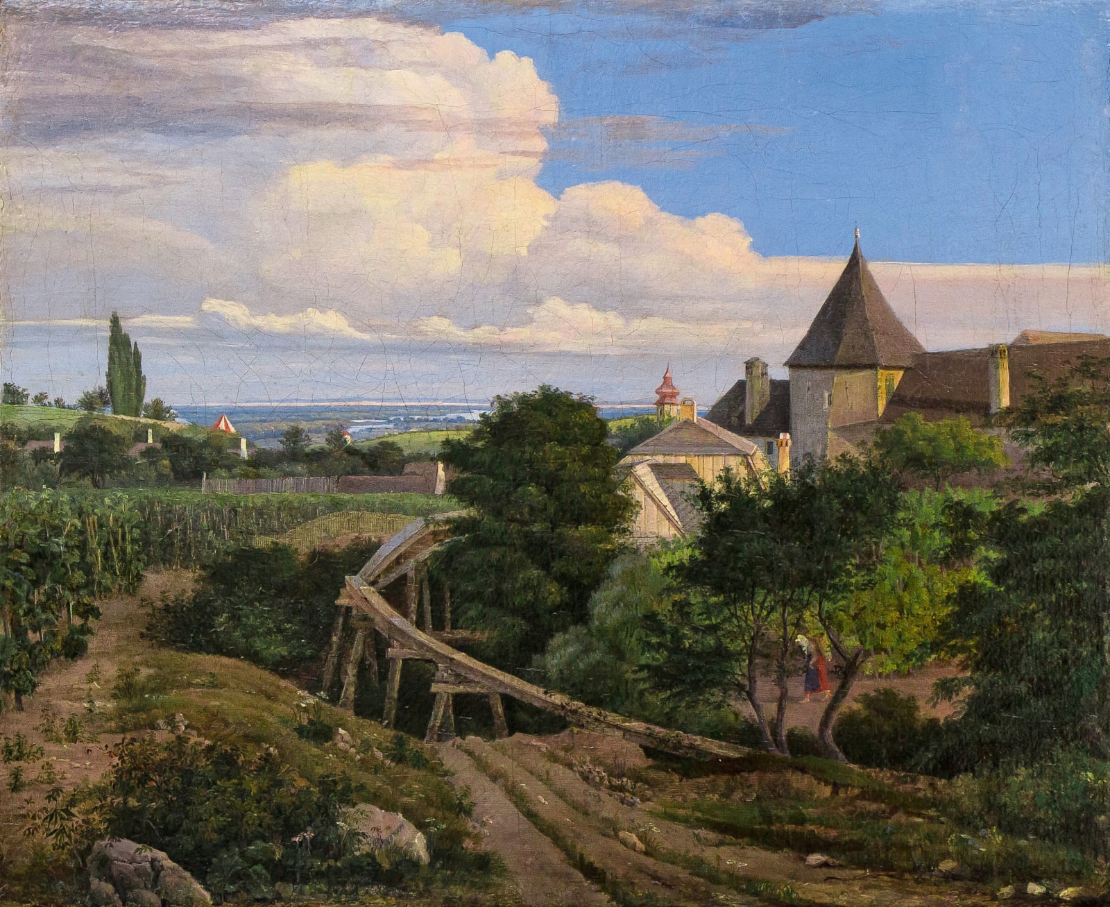 Johann August Heinrich, Blick gegen die Donau von Grinzing aus, 1818