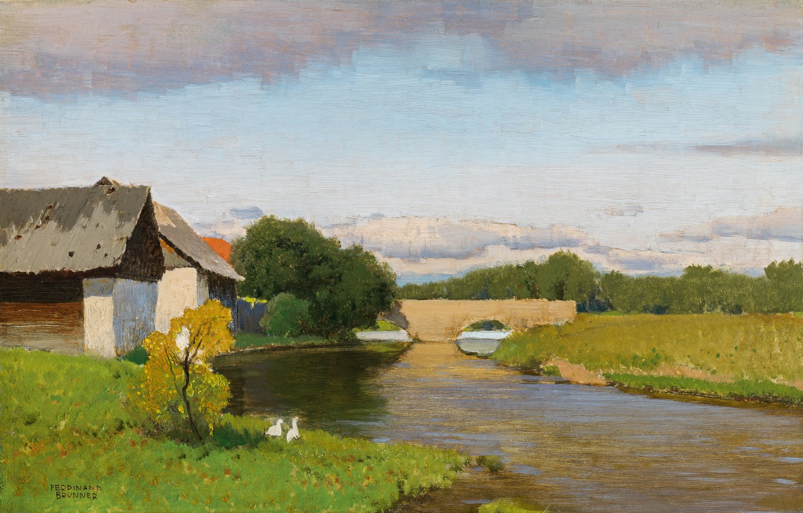 Ferdinand Brunner, Idylle am Fluss, vor 1920