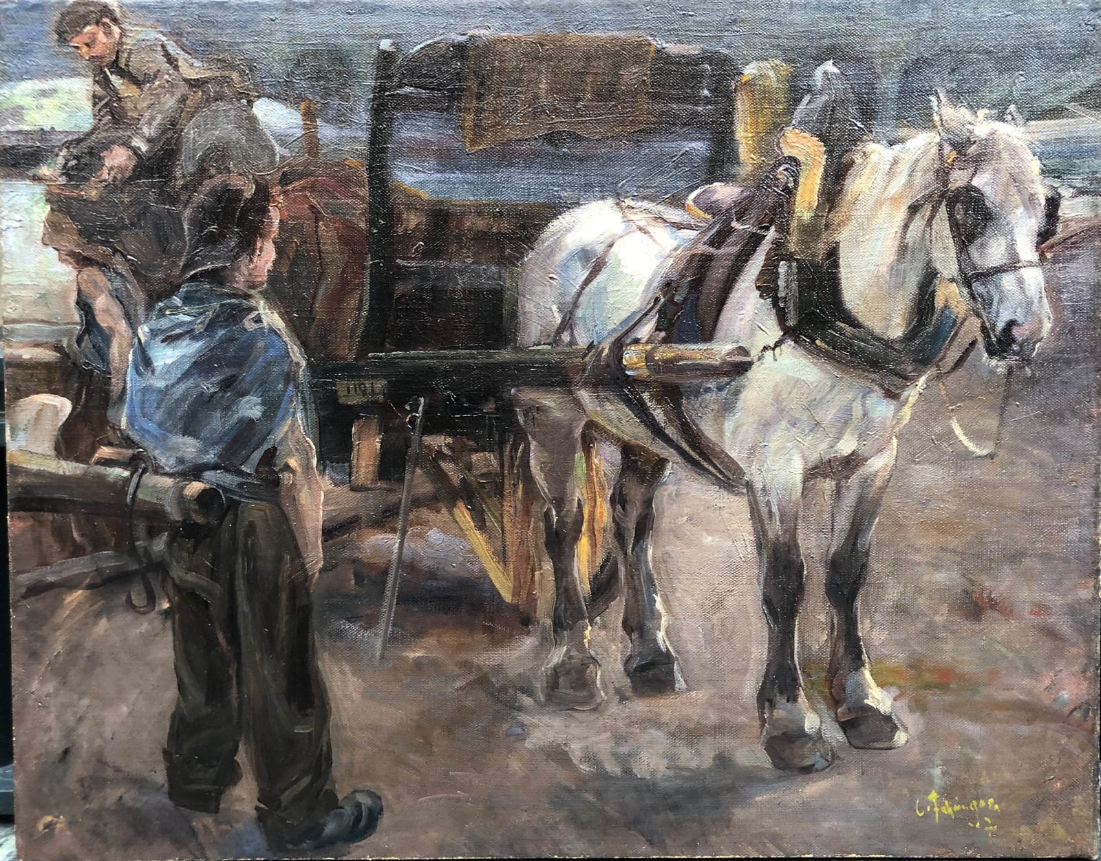 Carl Fahringer, Pferdefuhrwerk , um 1930