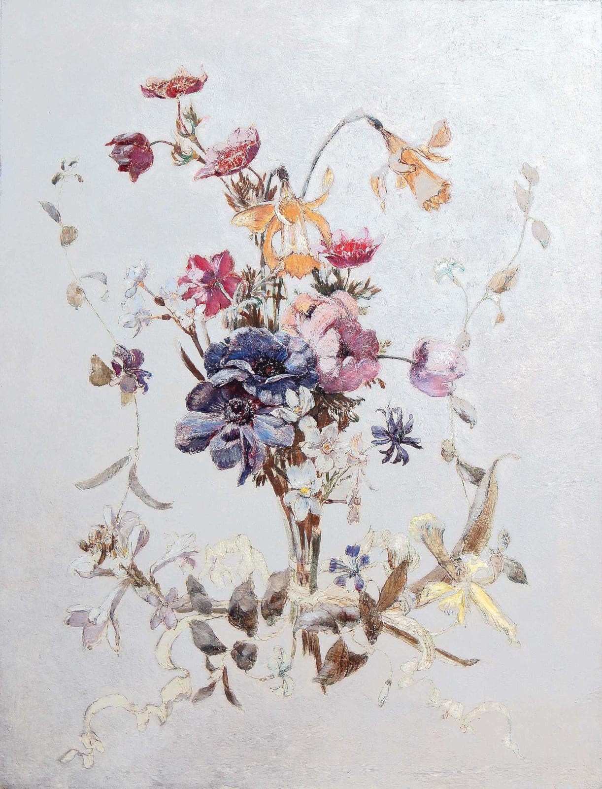 Rudolf Ribarz, Strauß mit blauen Anemonen, um 1895/1900