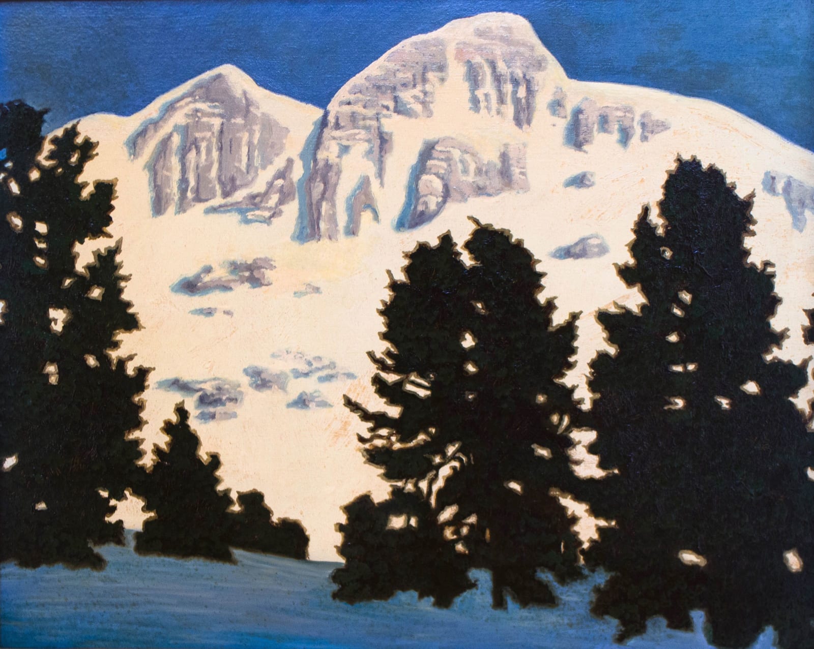 UNBEKANNTER KÜNSTLER, Bergmassiv im Winter