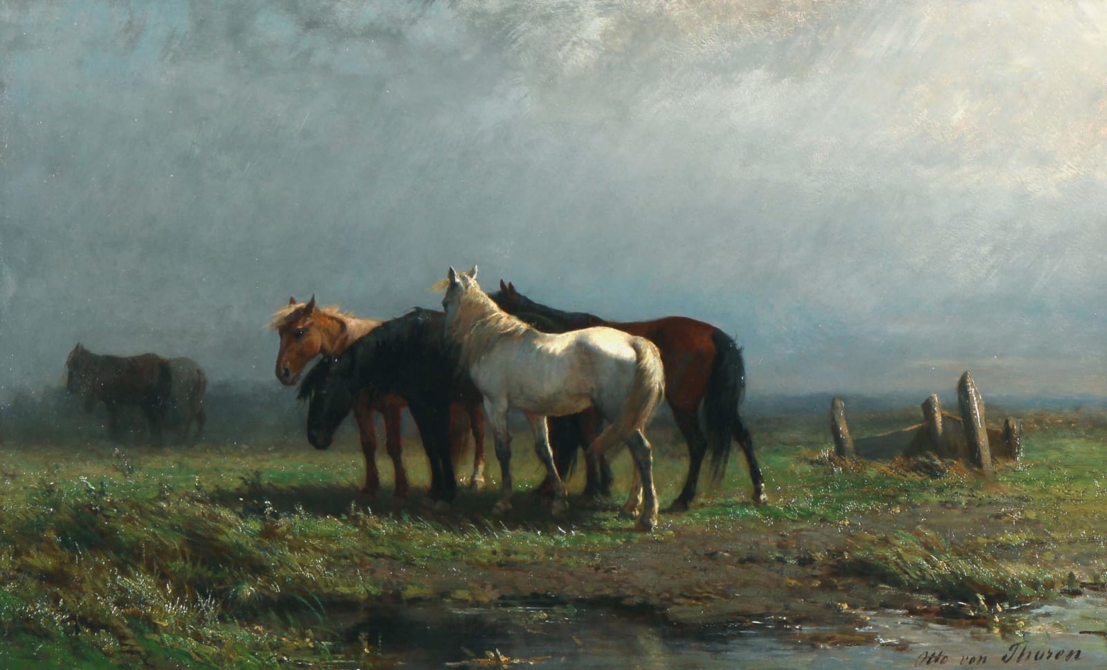 Otto von Thoren, Landschaft mit Pferden, um 1870