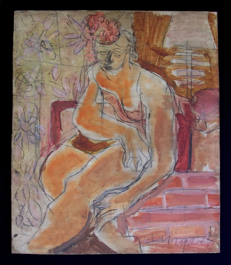 JOACHIM WEINGART, Seated Woman with Flowery Hat, ca. 1925