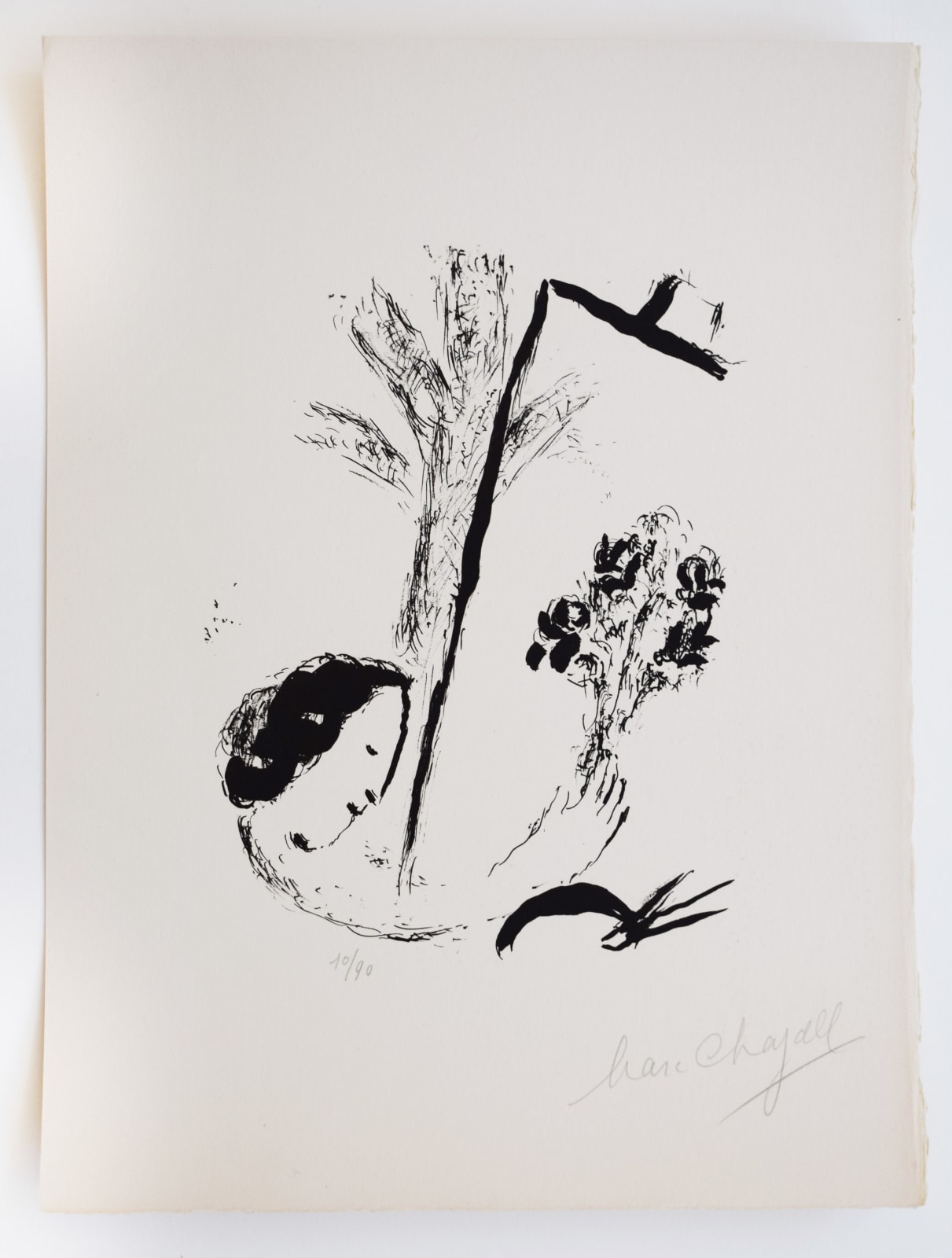 MARC CHAGALL, Bouquet in Hand, Paris, from: Chagall: Jacques Lassaigne | Le Bouquet a la Main, Paris: Jacques Lassaigne, 1957