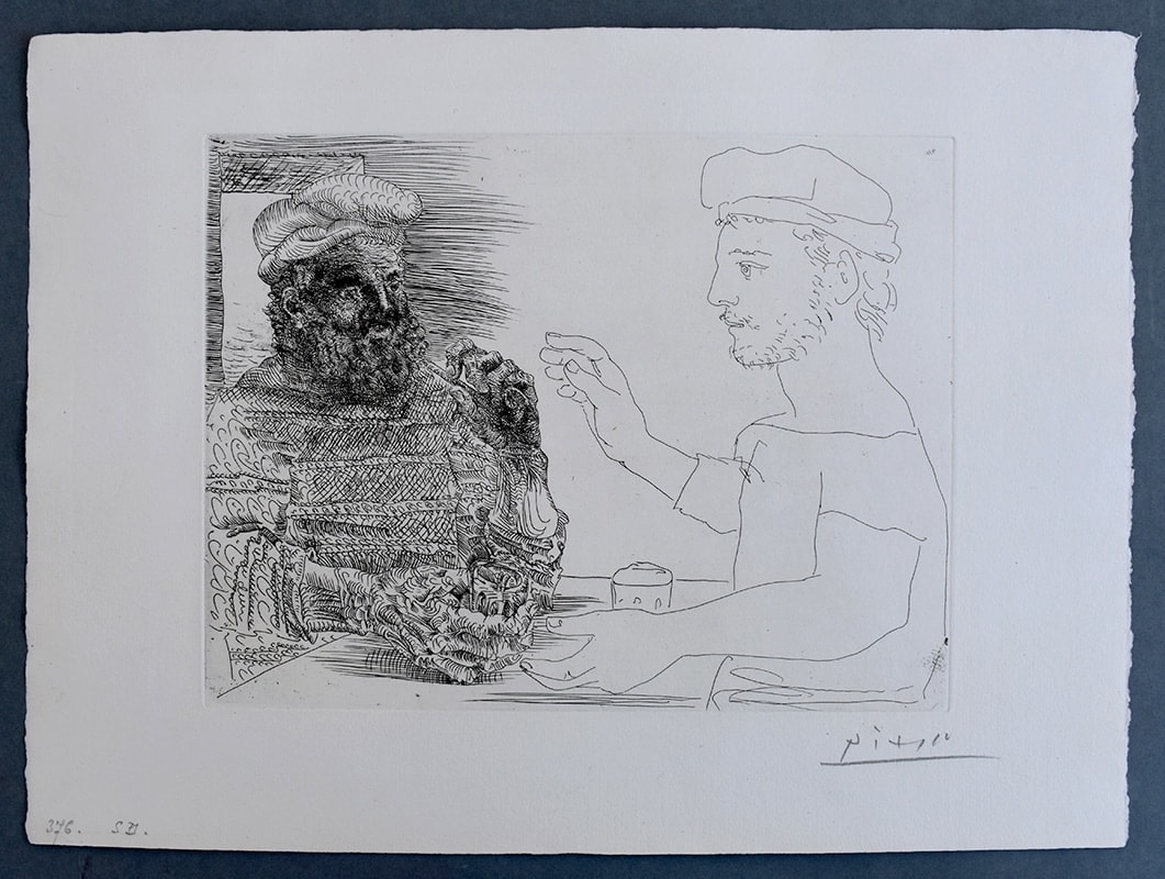 PABLO PICASSO, Two Catalan Drinkers, from: The Suite Vollard | Deux Buveurs Catalans: La Suite Vollard, 1934