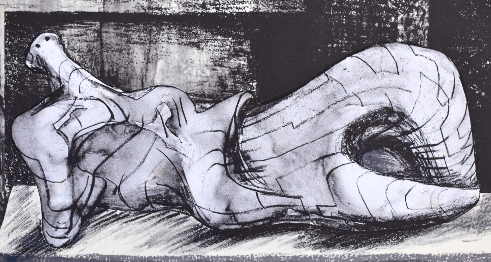 HENRY MOORE, Reclining Figure Architectural Background II, 1977