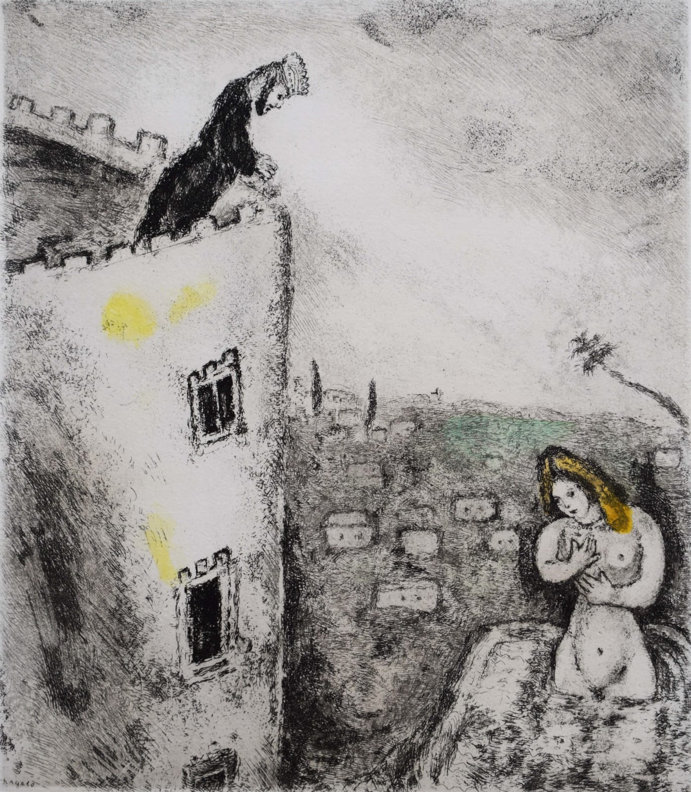 MARC CHAGALL, David and Bathsheba, from: The Bible, 1956