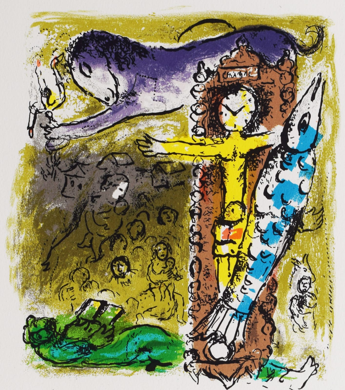 MARC CHAGALL, Christ in the Clock, from: Chagall: Jacques Lassaigne, 1957