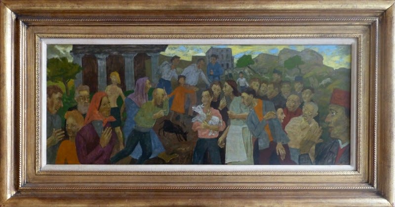 GREGOIRE MICHONZE, Village Meeting with a Neoclassical Facade, 1964