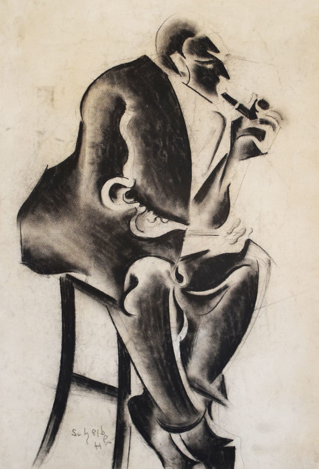 HUGO SCHEIBER, A Man with a Pipe | Pipás ember, circa 1915
