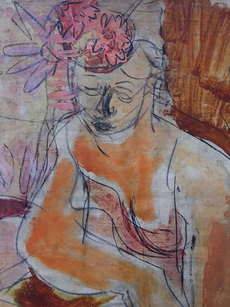 JOACHIM WEINGART, Seated Woman with Flowery Hat, ca. 1925