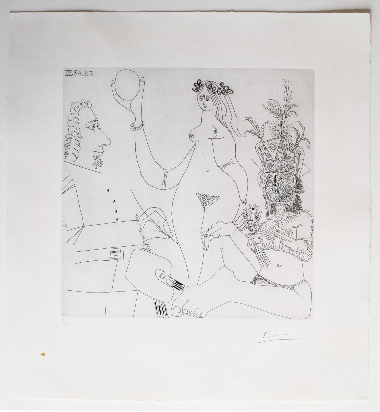 PABLO PICASSO, Painter in front of one of Raphael's Three Graces, and a Woodsman in a Party Hat, from: Series 347, 1968/69