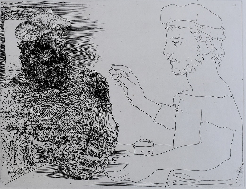PABLO PICASSO, Two Catalan Drinkers, from: The Suite Vollard | Deux Buveurs Catalans: La Suite Vollard, 1934
