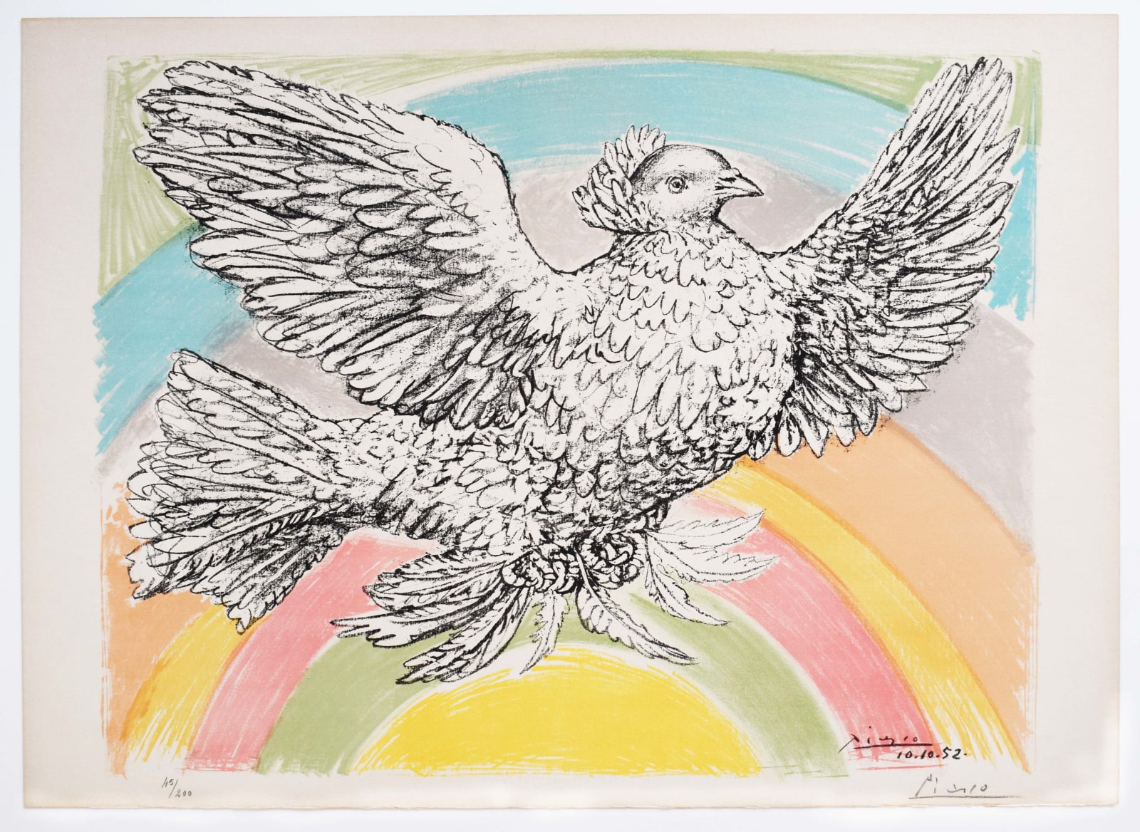 PABLO PICASSO, Flying Dove (with Rainbow) | La Colombe Volante (à l'arc-en-ciel), 1952