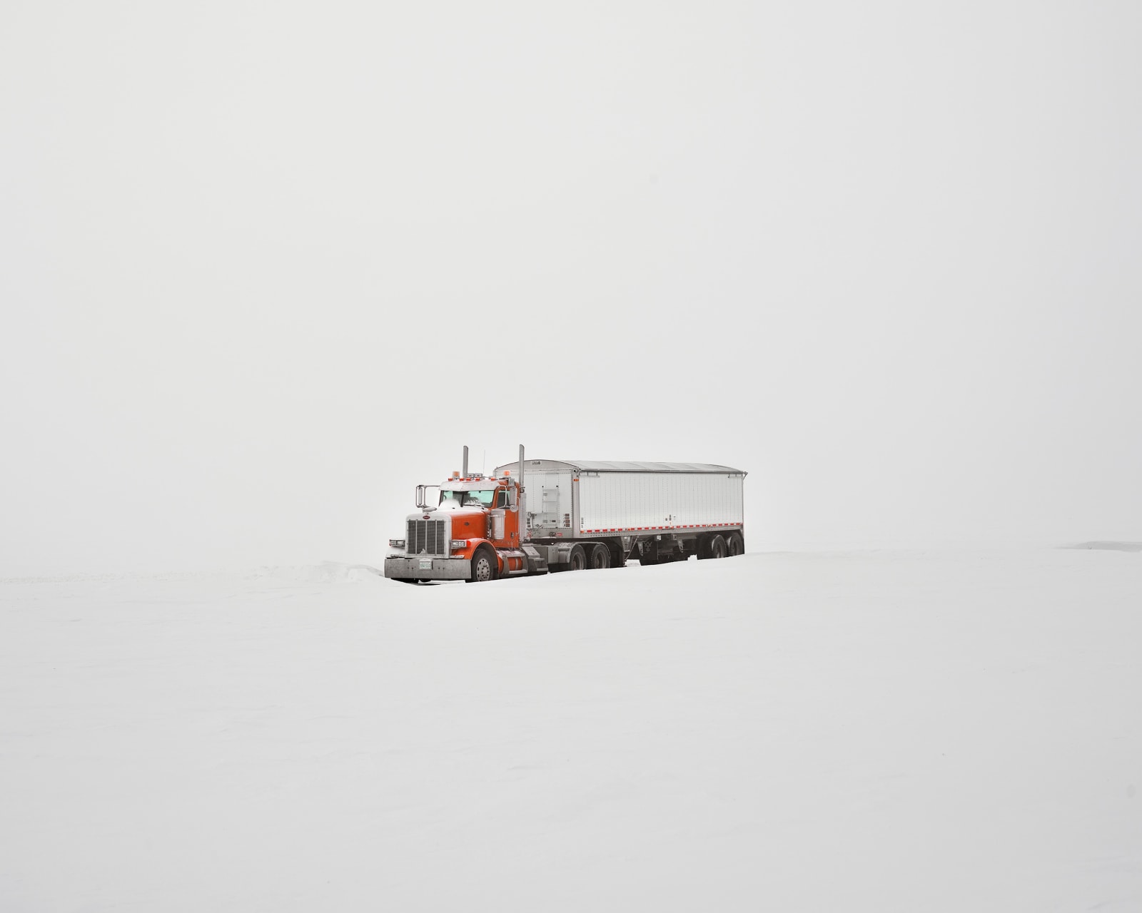 semi truck in snowfield