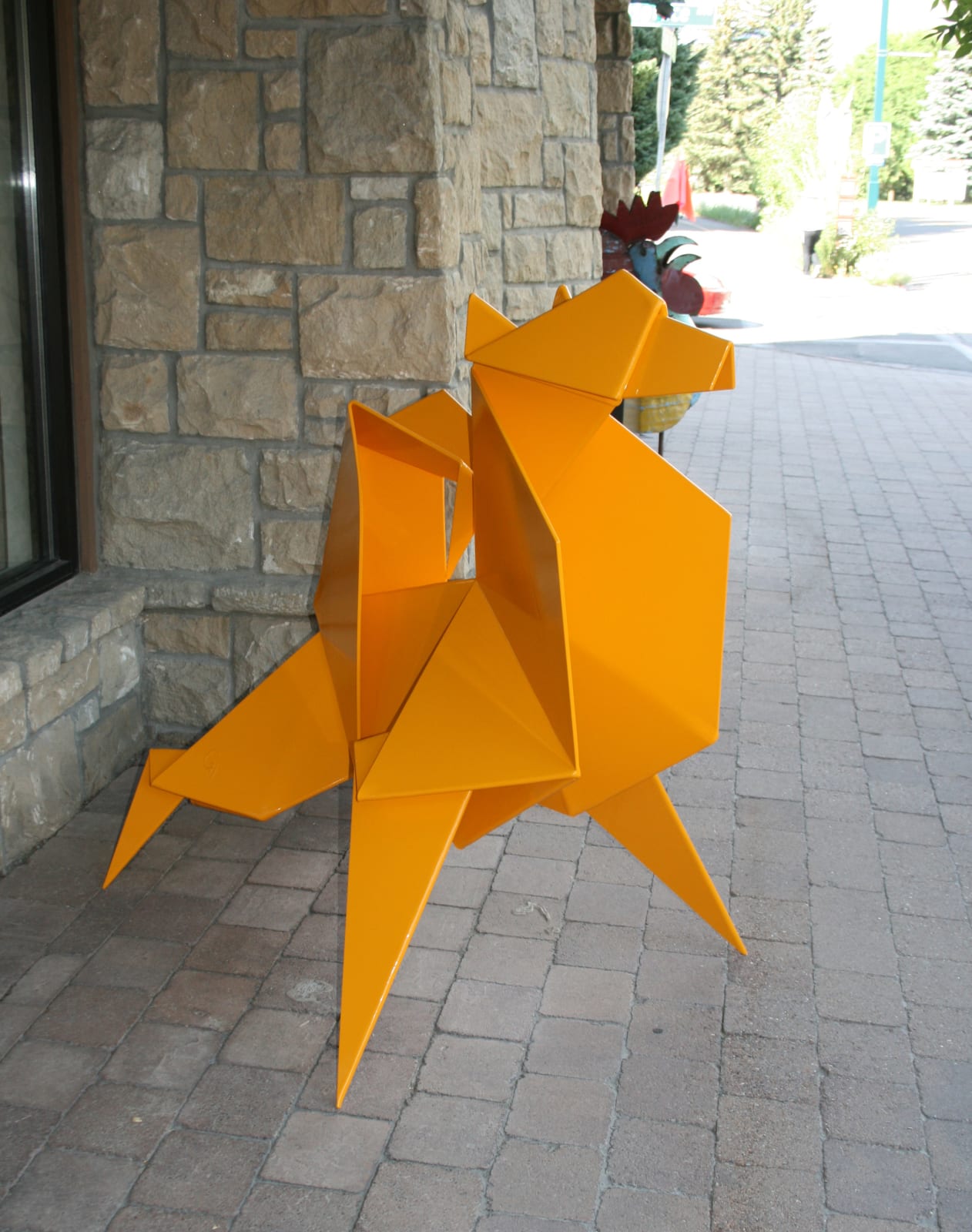 outdoor origami metal sculpture by hacer
