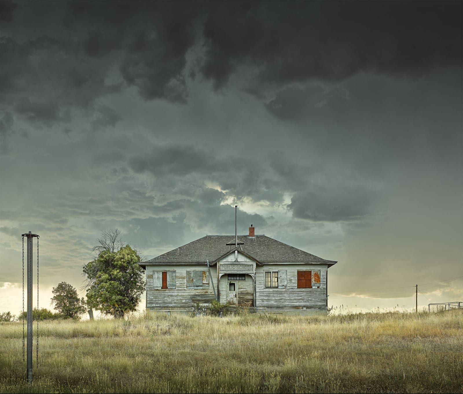 Jim Westphalen rustic school house stormy sky purchase at gilman contemporary